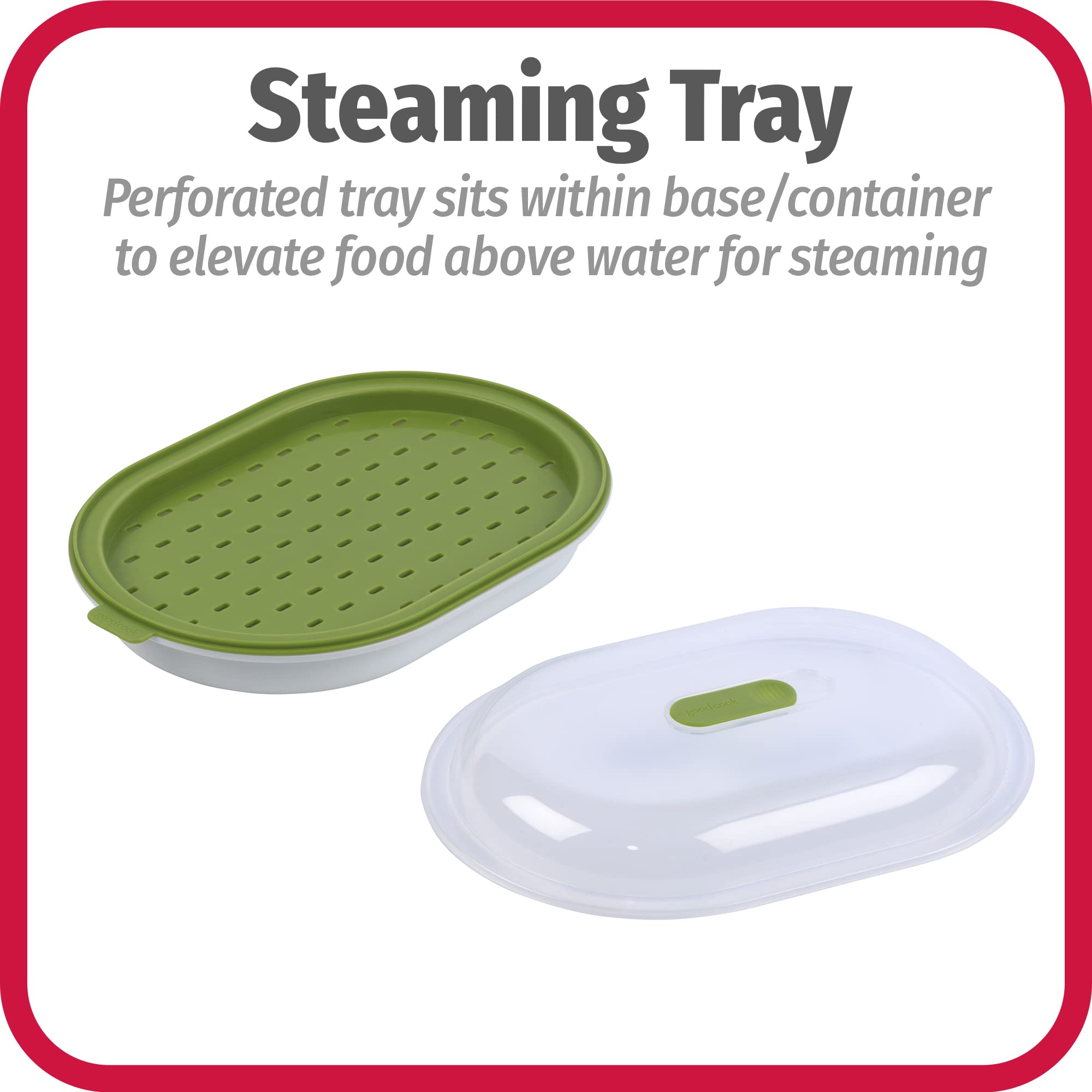 Goodcook Bpa-Free Plastic Microwave Vegetable And Fish Steamer, Green