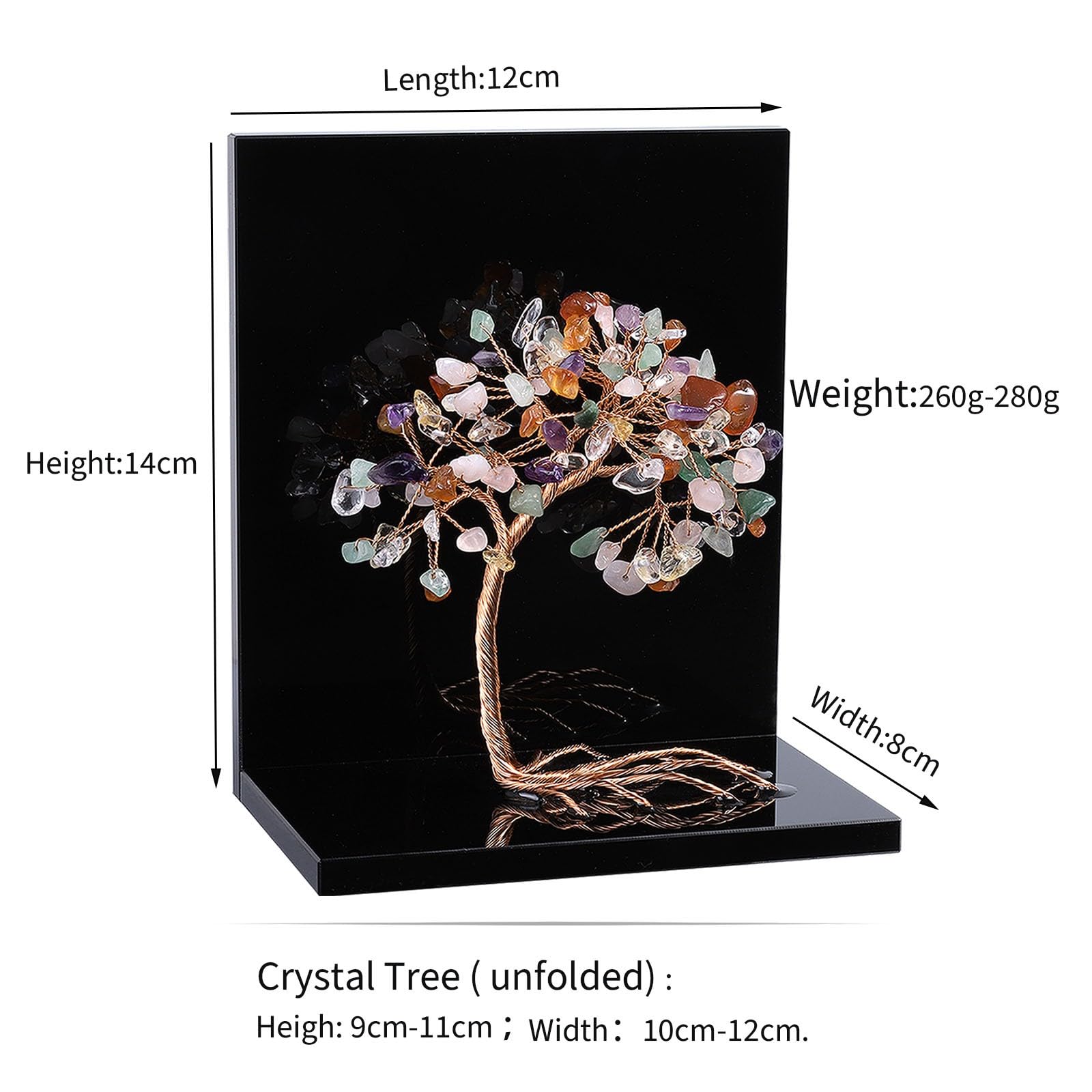 Nupuyai Pack of 2 Colorful Crystal Money Tree Acrylic Bookends for Shelves, L-Shaped Tree of Life Book Stopper Decorative Book E