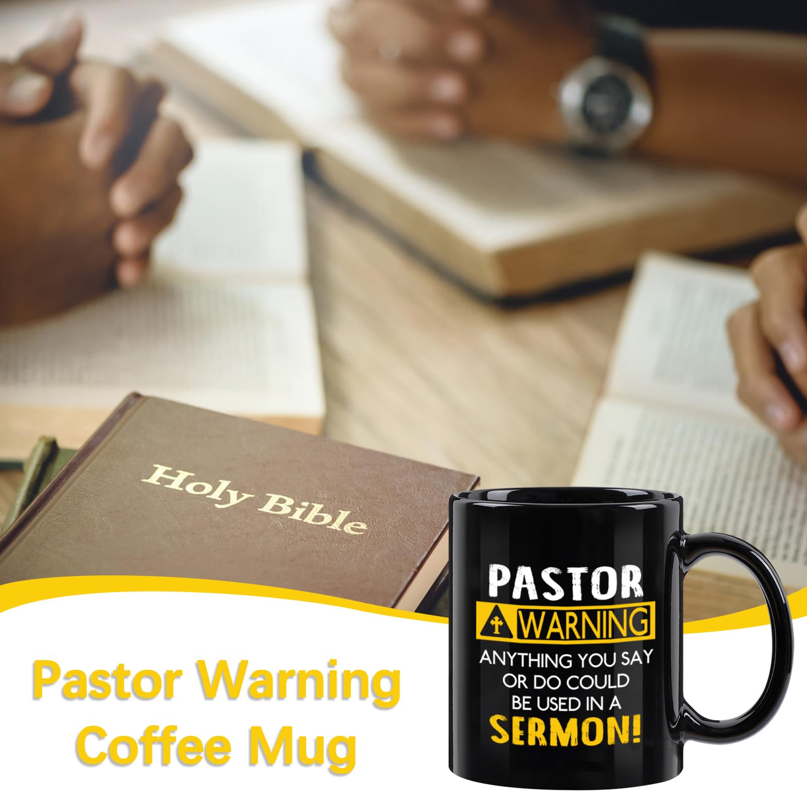 YHRJWN - Pastor Appreciation Gifts, Pastor Warning Coffee Mug, Pastor Appreciation Religious Gifts for Men Friends Coworker, Uni