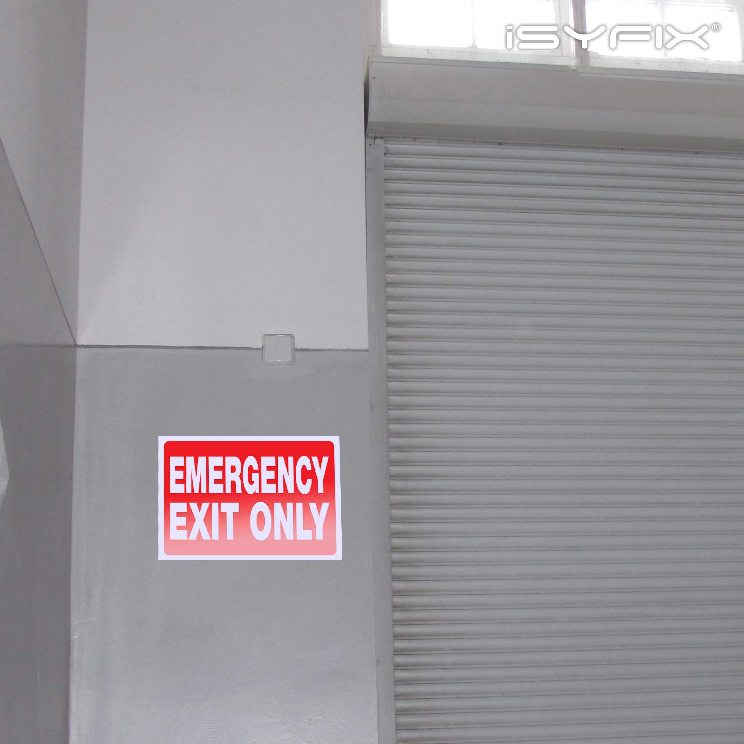 iSYFIX Emergency Exit Only Signs Stickers - 2 Pack 10x7 Inch - Premium Self-Adhesive Vinyl Decal  Laminated for Ultimate UV  Weather  Scratch  Water & Fade Resistance  Indoor & Outdoor