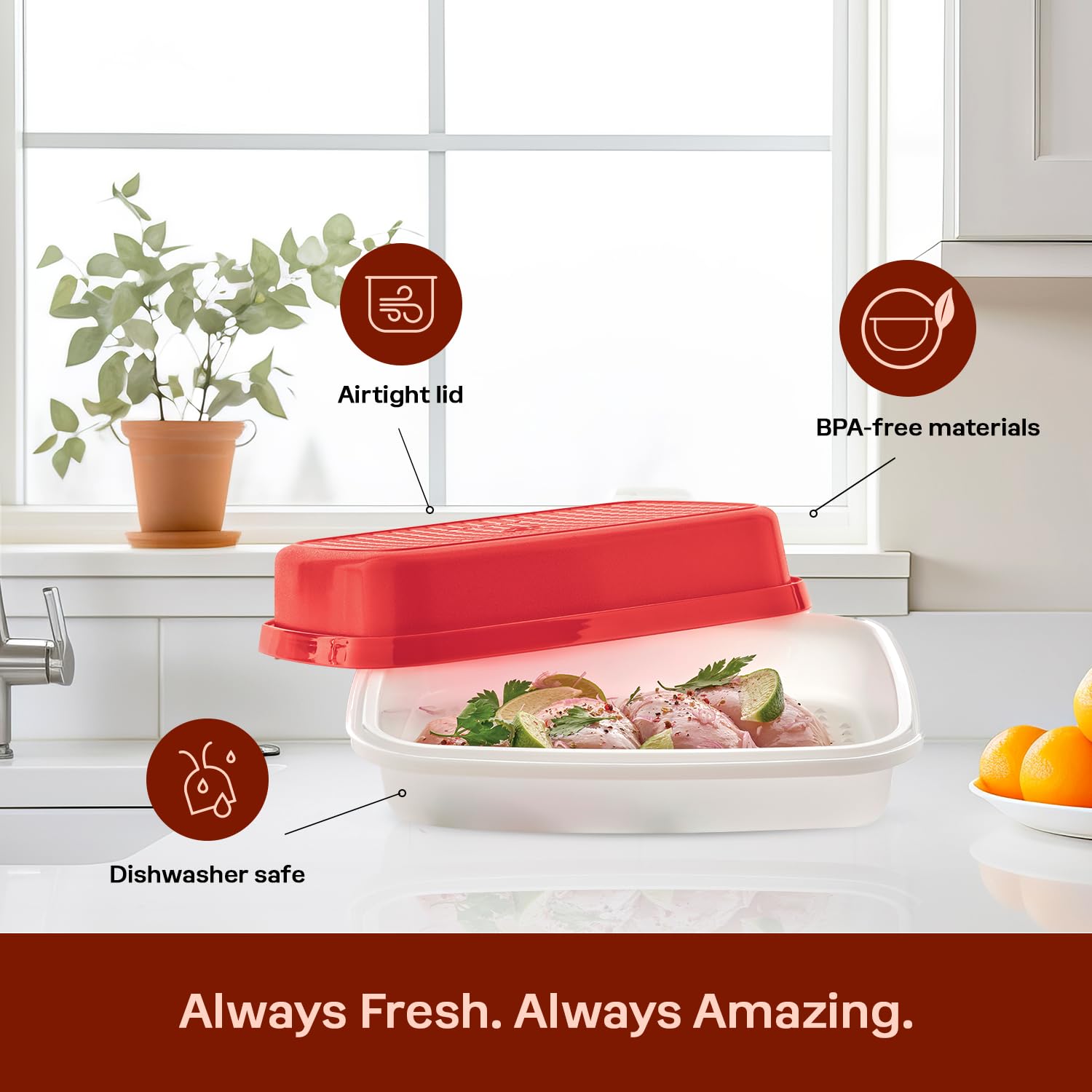 Tupperware Season-Serve Marinating Container - Dishwasher Safe & Bpa Free Container (2.9 L/12.5 Cups)