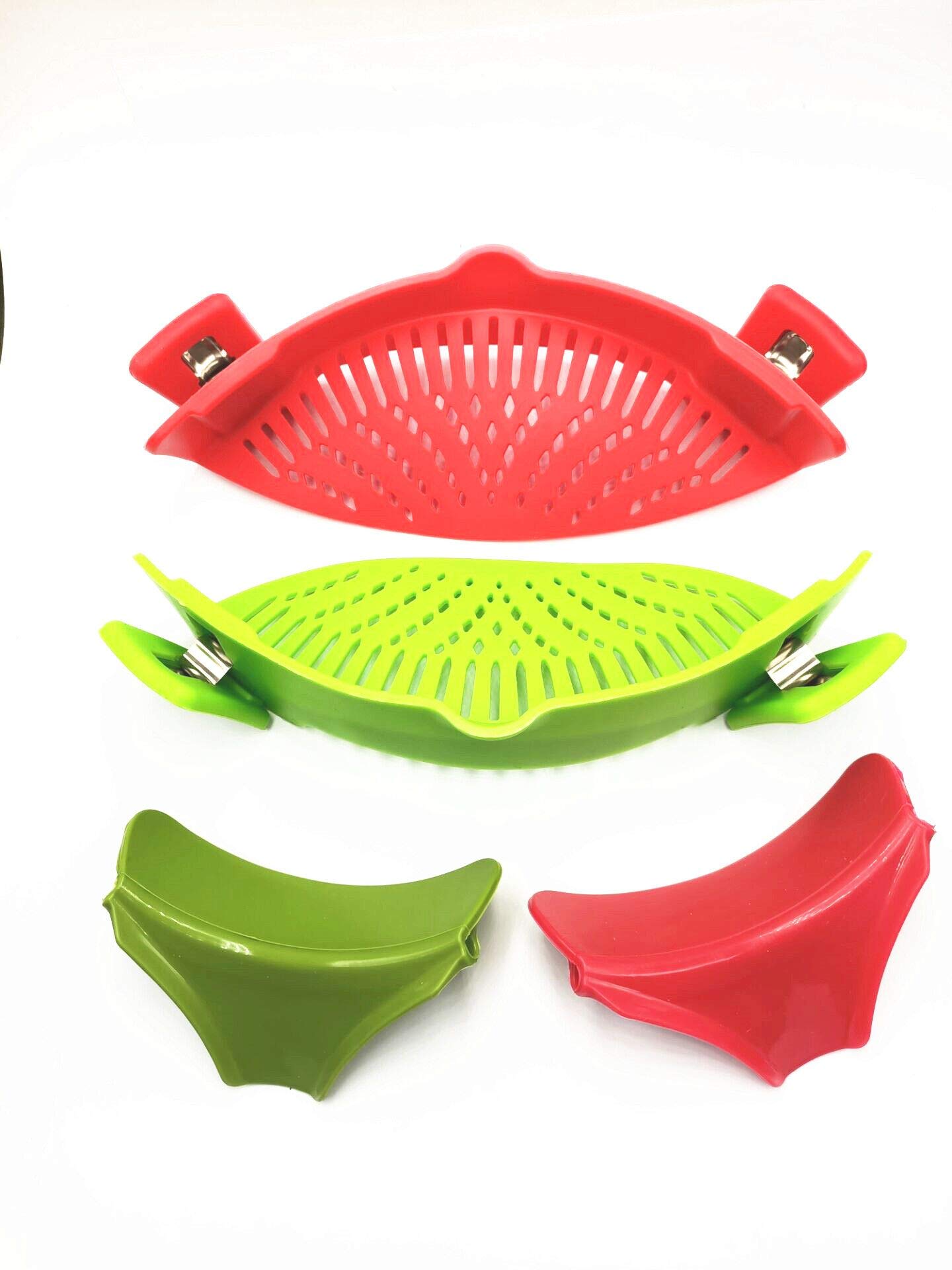 2 Packs Strain Pan Strainer, Clip-On Silicone Strainer With Slip-On Bowl Pour Spout Free For Draining Food While Cooking Or Pour