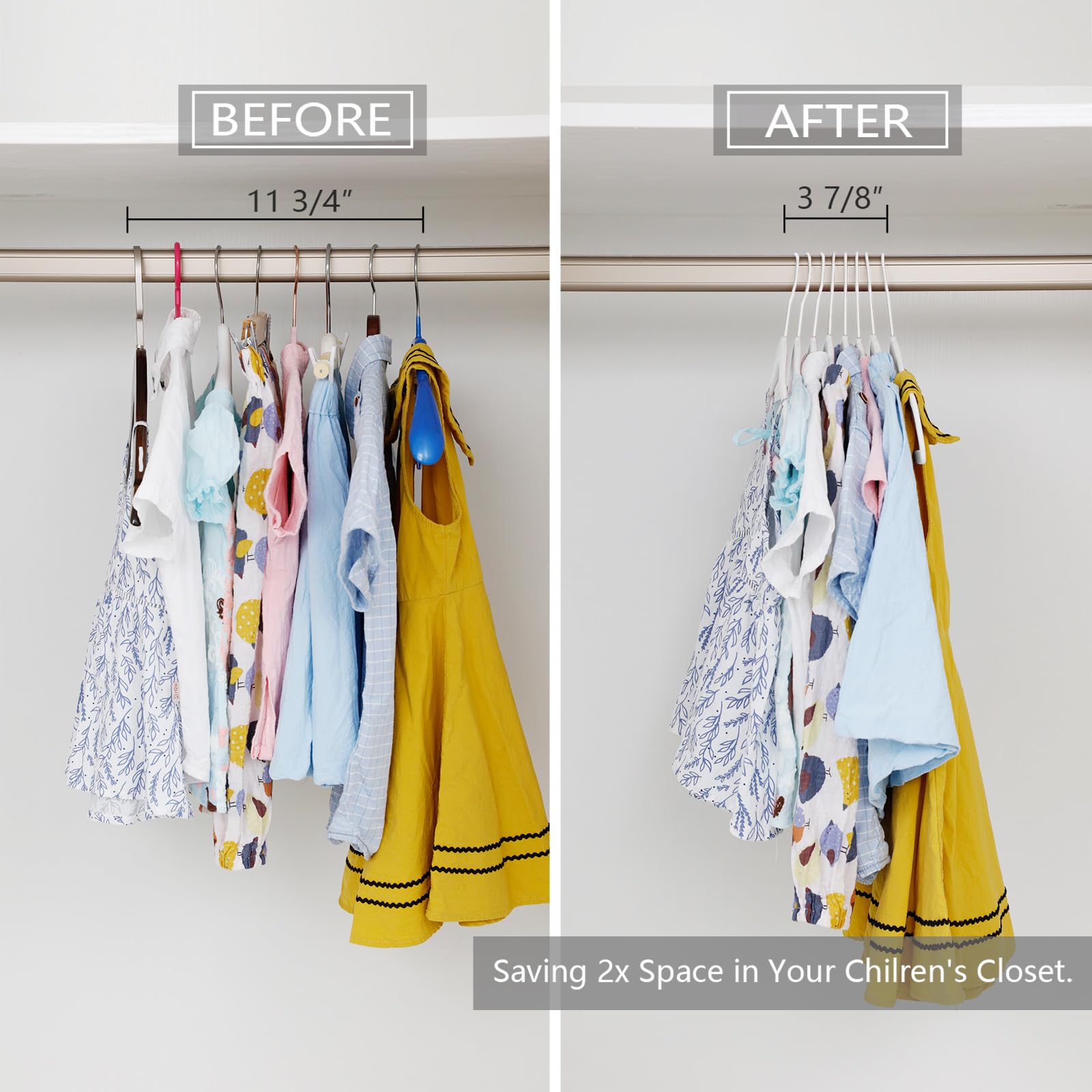 Mizgi Premium All White Kids Velvet Hangers With White Hooks 50 Pack 14'' Inch White Felt Space Saving Hangers,Nonslip Huggable