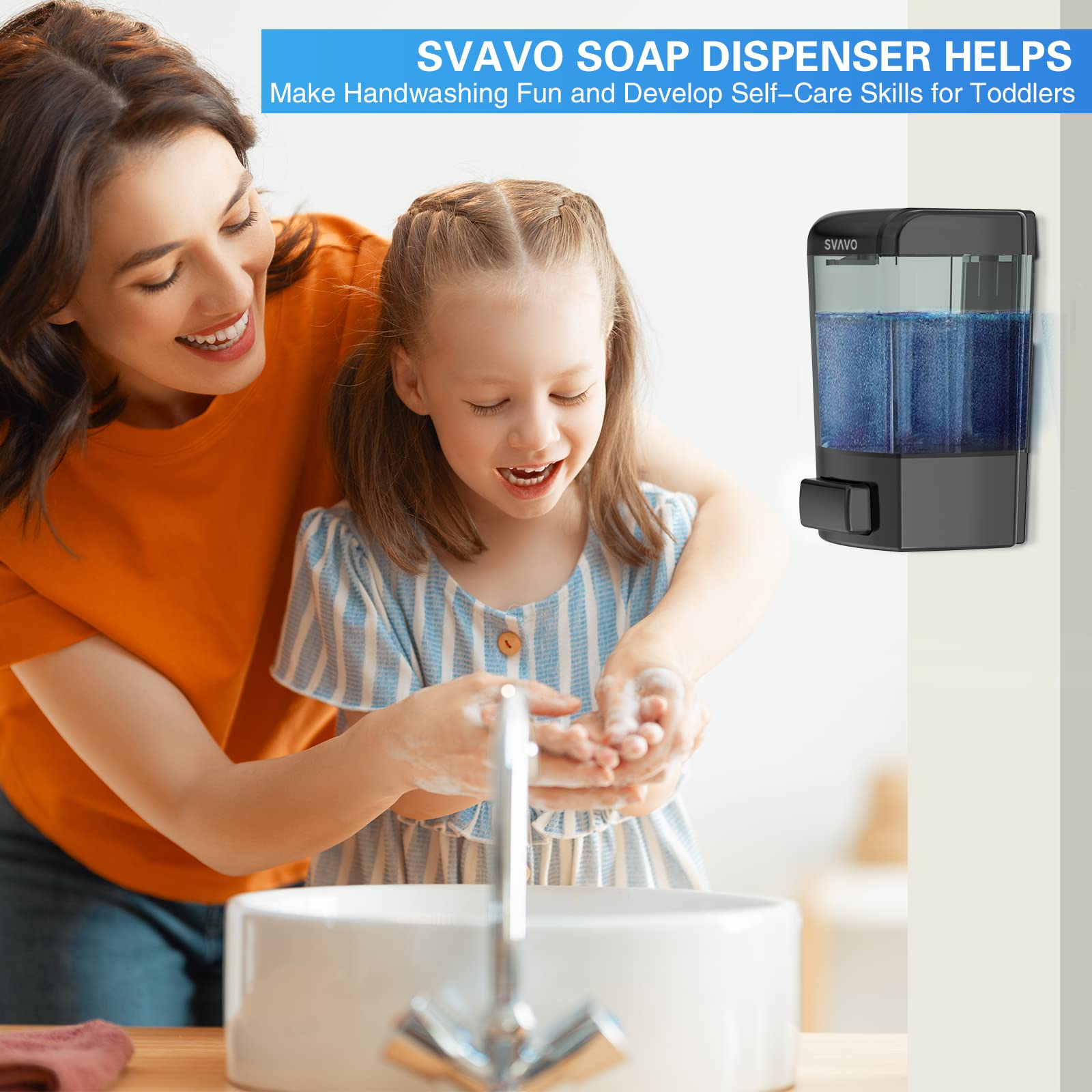Svavo Wall Mounted Soap Dispenser Kitchen Bathroom Manual Soap Dispenser Refillable Hand Soap Dispenser For Liquid Contianers Sh