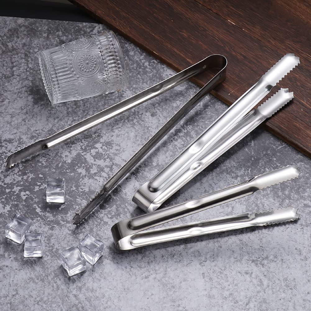 Uuyyeo 3 Pcs 7 Inch Stainless Steel Kitchen Tongs Metal Cooking Food Tongs Ice Cube Serving Tongs
