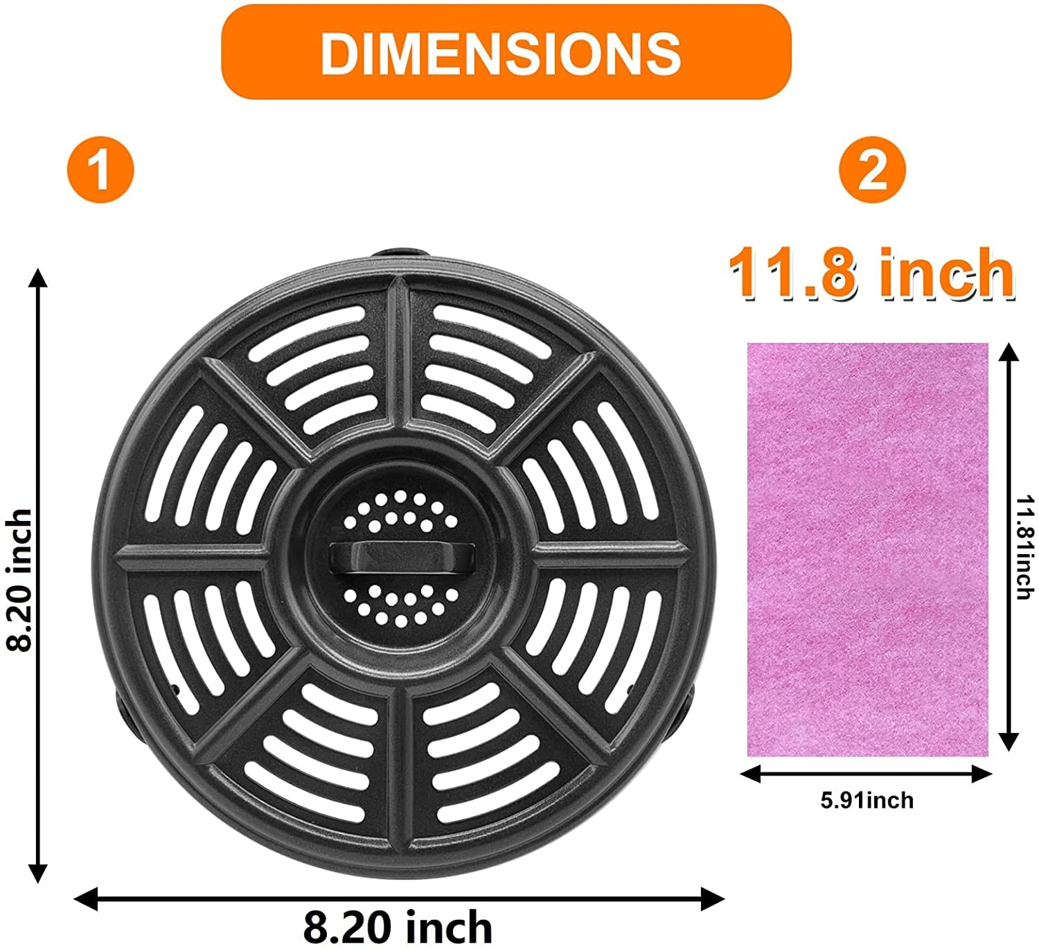 Heisenlin Air Fryer Replacement Parts Crisper Plate For Ninja Air Fryers Foodi, 8.2 Inch 4Qt Premium Round Air Fryer Tray Grill