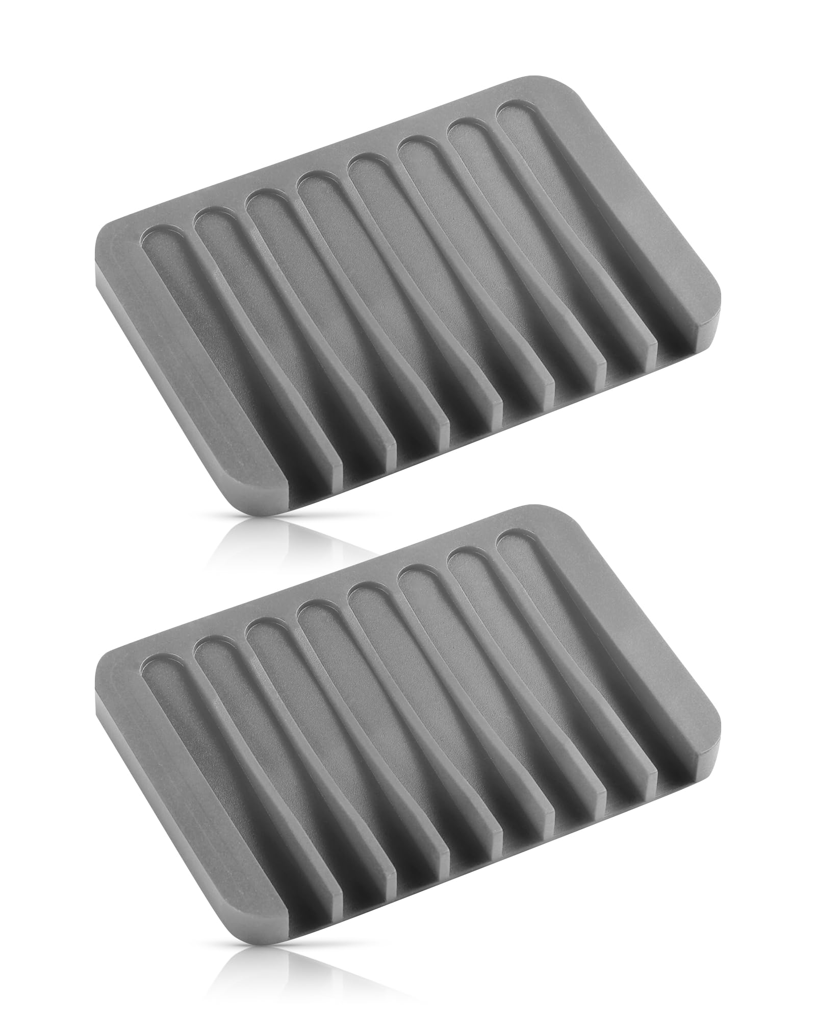 Jomeech Bathroom Soap Dish, Silicone Soap Holder For Bar Soap, Pack Of 2 (Light Gray)