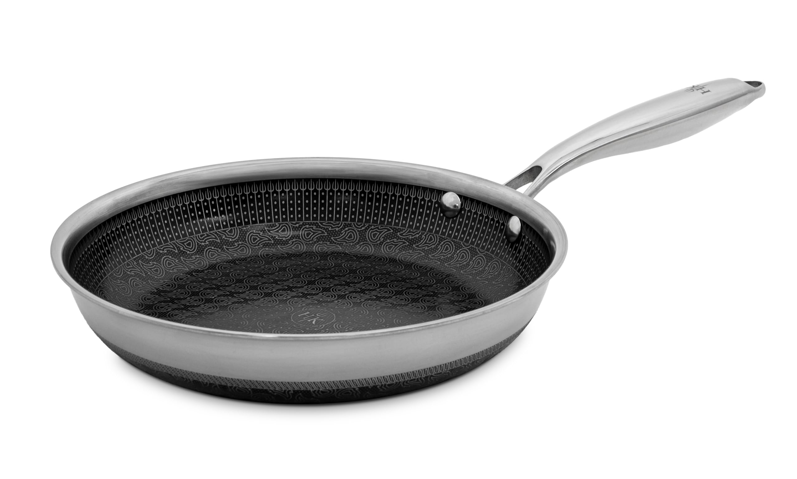 Hells Kitchen Hybrid 9.5Inch Frying Pan, TriClad Stainless Steel & PFASFree Ceramic Nonstick, no PFOA, no PTFE, no Teflon, N