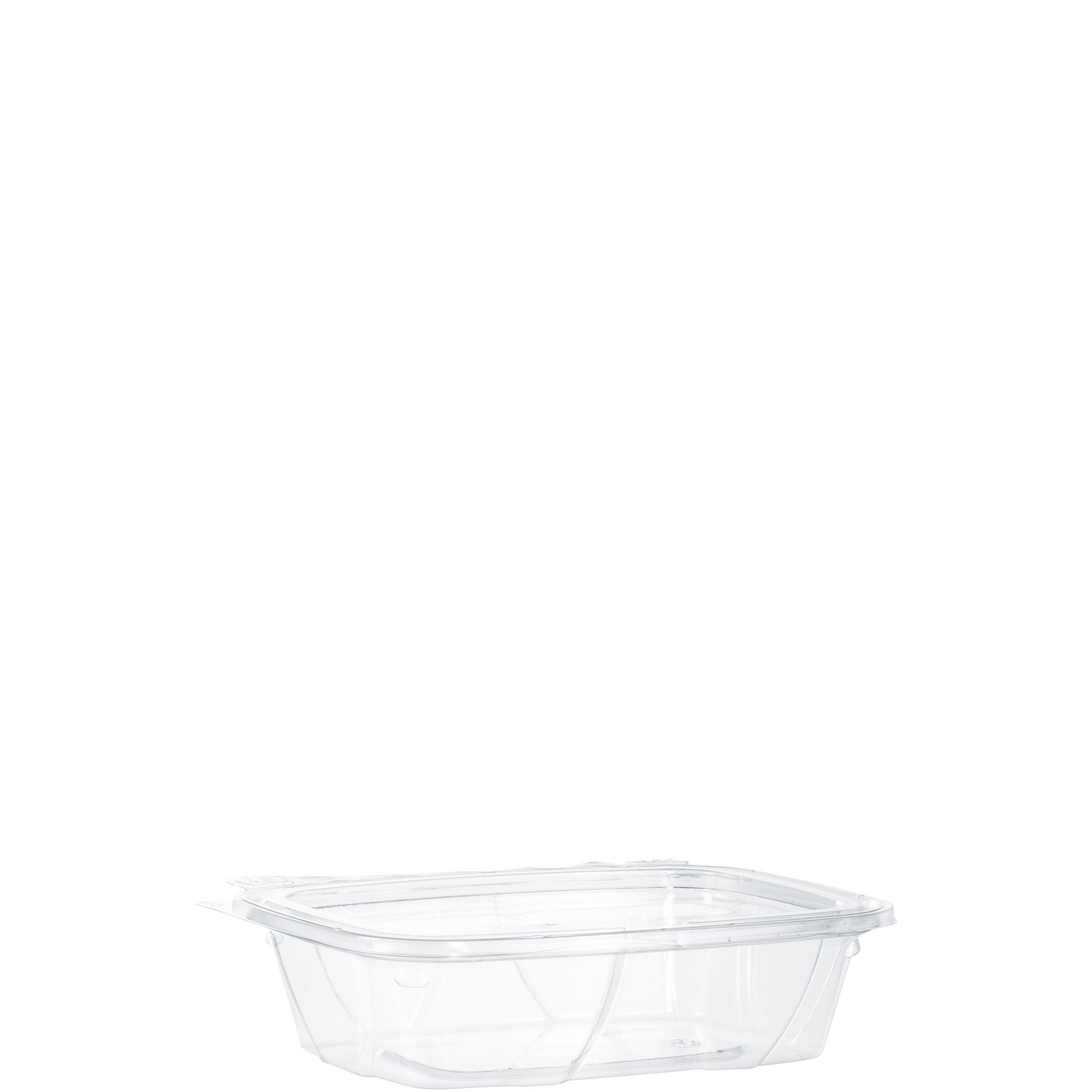 Dart CH24TF 24 oz Tamper-Resistant Clear Hinged Container with Flat Lid (Pack of 200)