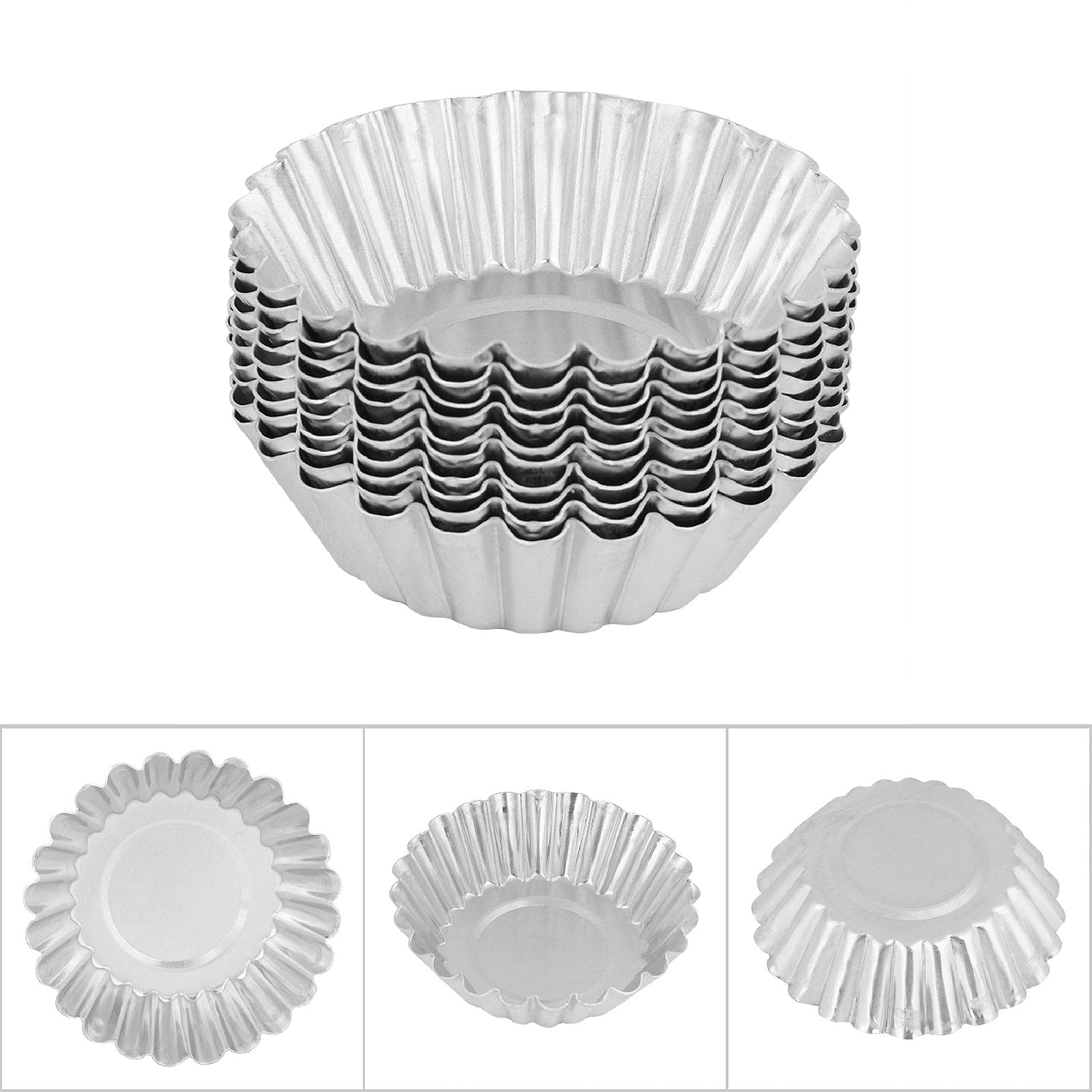 Ebtools 10 Pcs Egg Tart Molds, Mini Tart Pan For Baking, Aluminum Tins Mould For Tart Shells, Pie, Cupcakes, Mini Cake, Pudding,