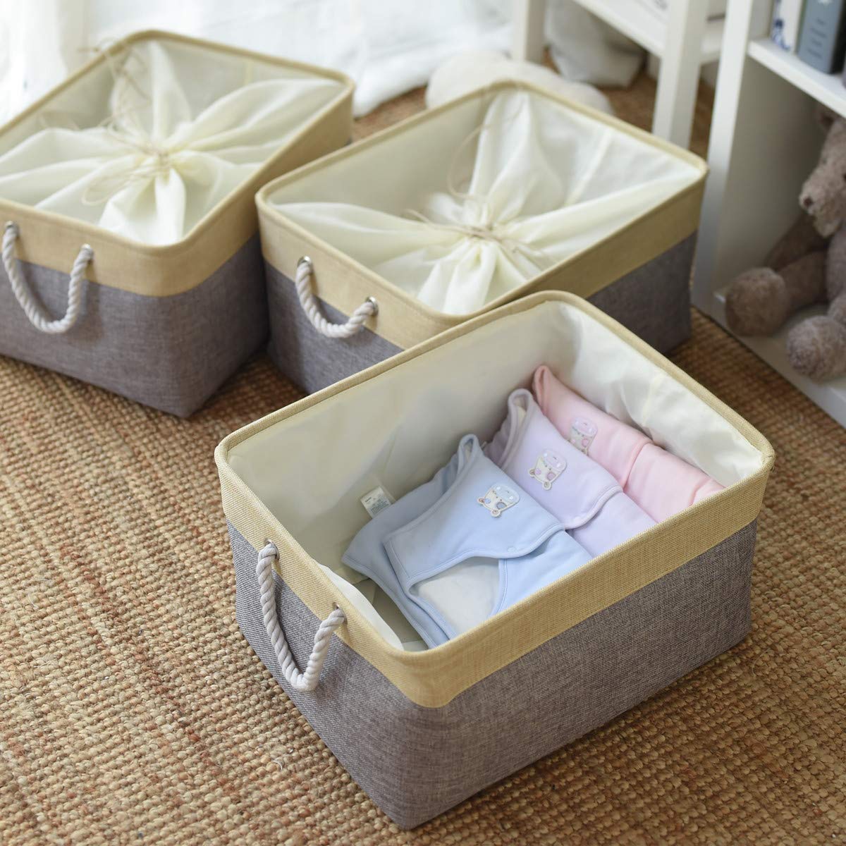 Thewarmhome Storage Baskets For Organizing, Extra Large-3Pack, 17.7L  13.8W  9.8H Inch Large Sturdy Storage Bins, Decorative Sto