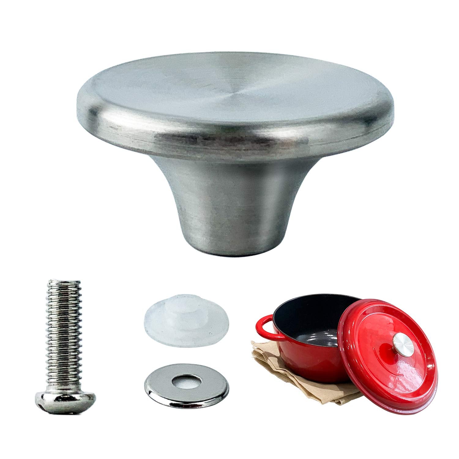 HUASAI Stainless Steel Replacement Handle compatible with Le Creuset,Aldi,Lodge, and other Enameled Cast-Iron Dutch Oven