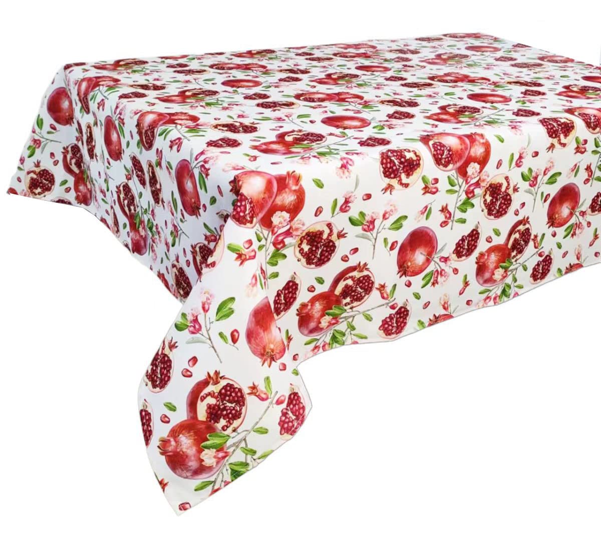 Violet Linen European Pomegranates Flowers Pattern, Polyester Woven Printed Fabric, Pomogranates, 52 Inch By 70 Inch, Seats 4 To