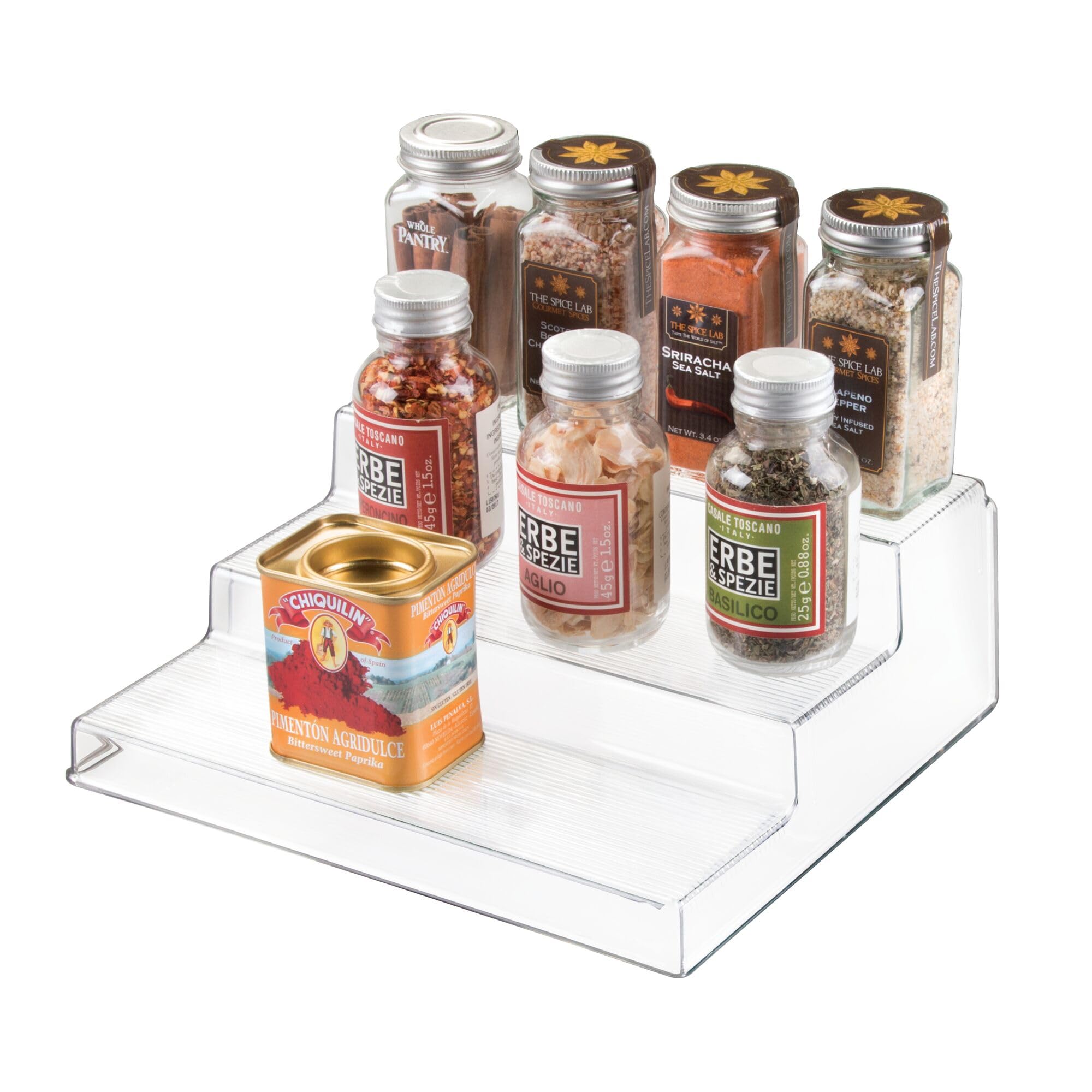 Idesign Recycled Plastic 3-Tier Stadium Spice Rack Kitchen, Fridge, Freezer, Pantry And Cabinet Organization, The Linus Collecti
