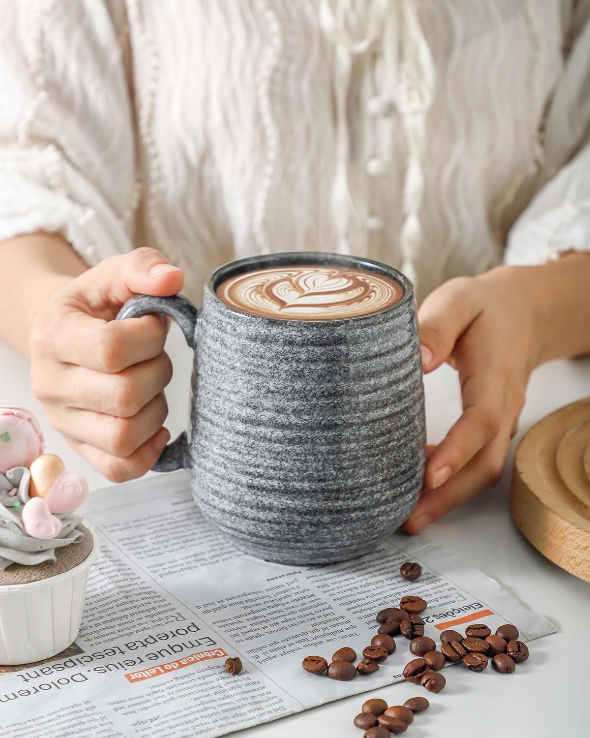 Hasense Large Coffee Mug, 20 Oz Porcelain Coffee Cup With Big Handle Easy To Hold, Big Coffee Mug For Latte Coffee Tea Soup As F