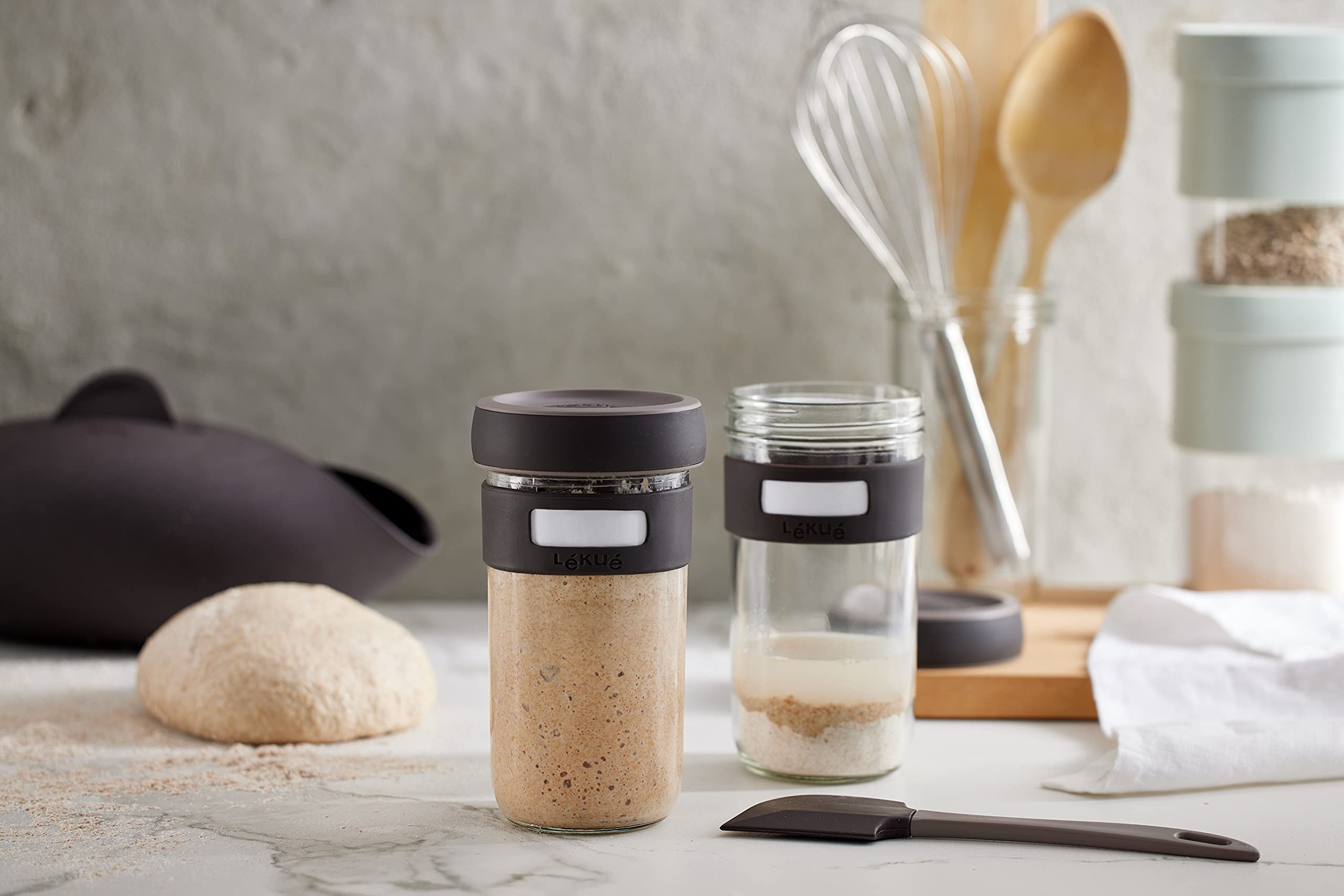L  Ku   Sourdough Starter Set, 6 Piece, Clear