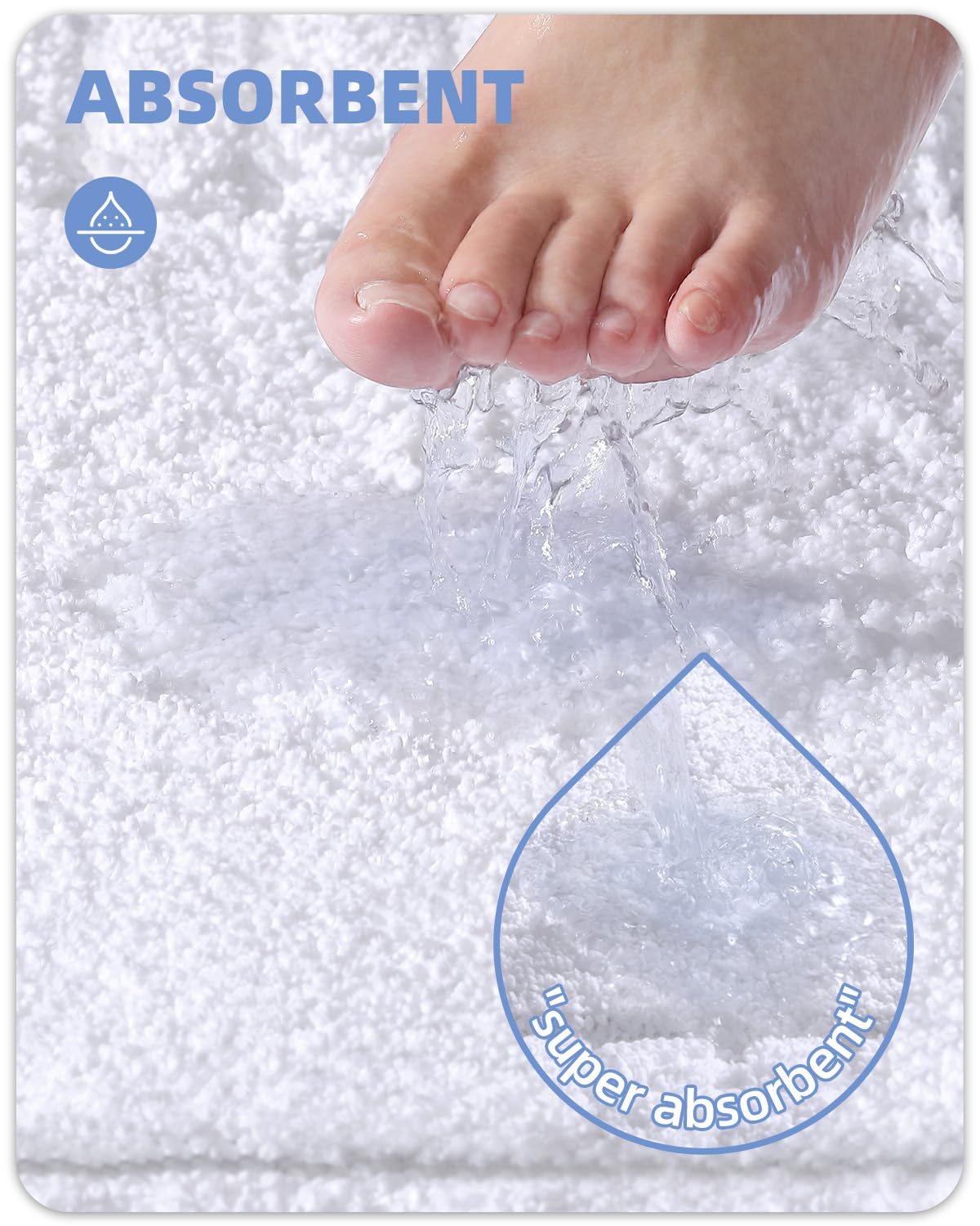 Color&Geometry Large Bath Rugs Non Slip Washable- 24''X36'' Absorbent White Bathroom Rugs, Soft Bath Mats For Bathroom Floor, Sh