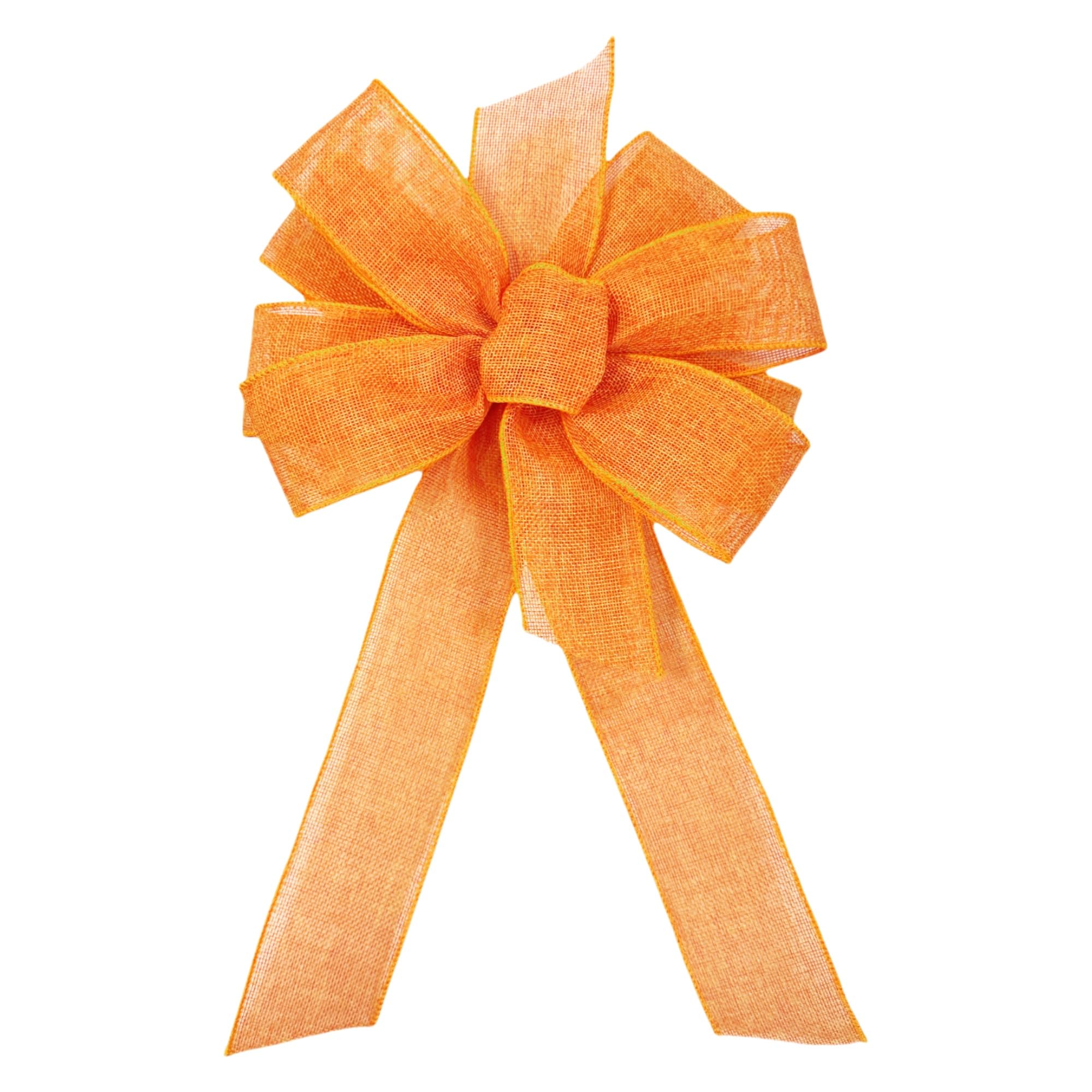 Meseey Burlap Ribbon Bow for Wreath Decoration, Natural Jute, 10 x 20 Inches (Orange)