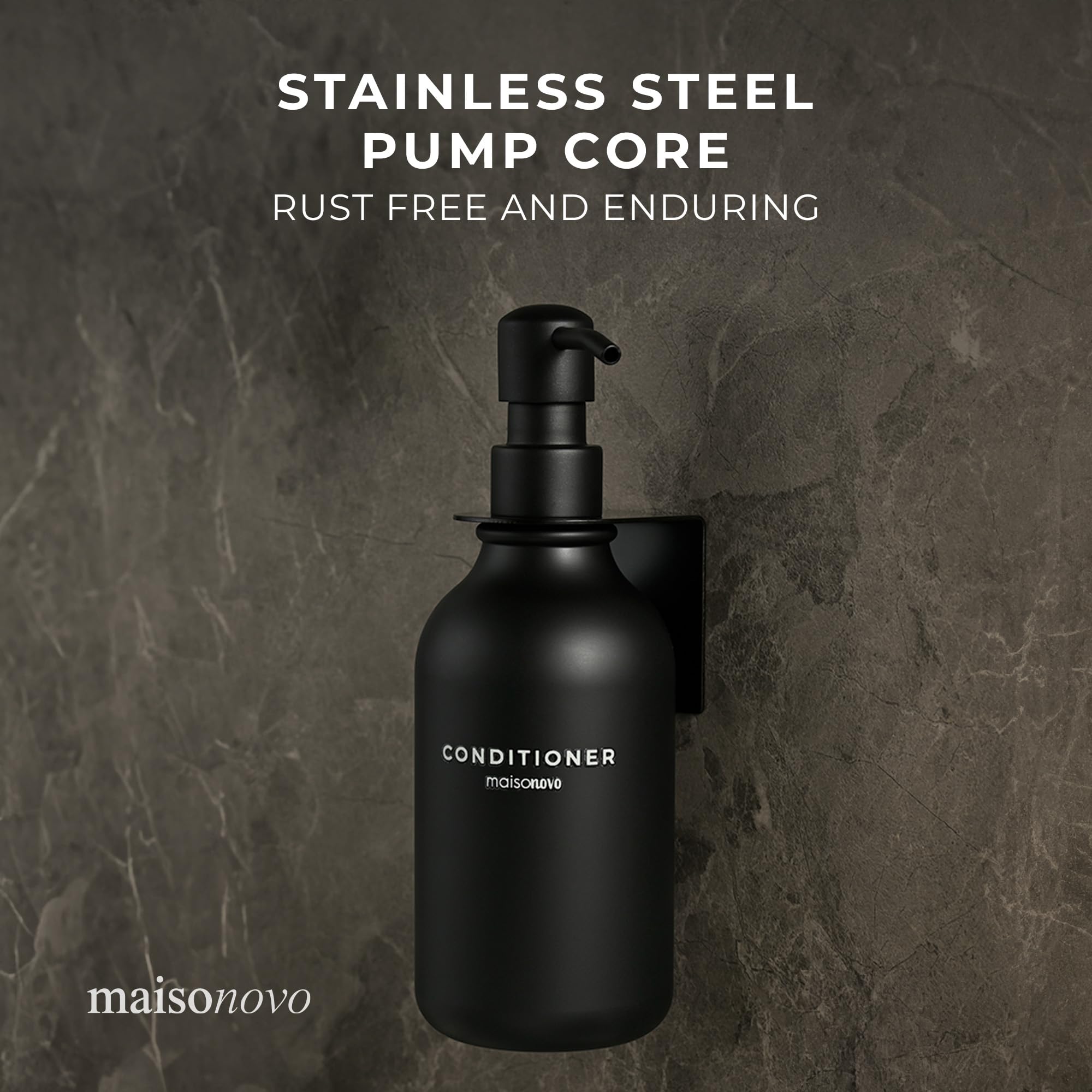 Maisonovo Shampoo And Conditioner Dispenser - Shower Soap Dispenser Wall Mounted - 16.9 Fl Oz Set Of 1 Black Plastic Bottles Bla