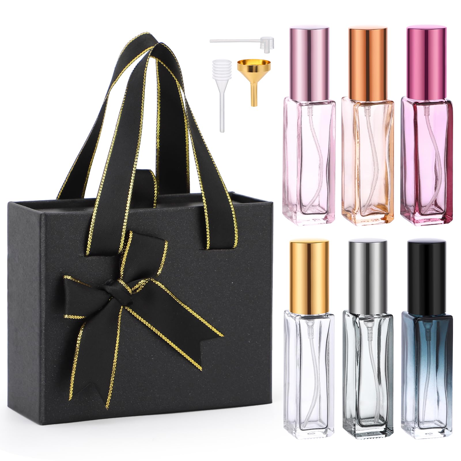 Segbeauty Travel Atomizer, 6Pcs 10Ml Glass Perfume Sprayer Set With Gift Box, Empty Travel Cologne Dispenser Mini Spray Bottle F