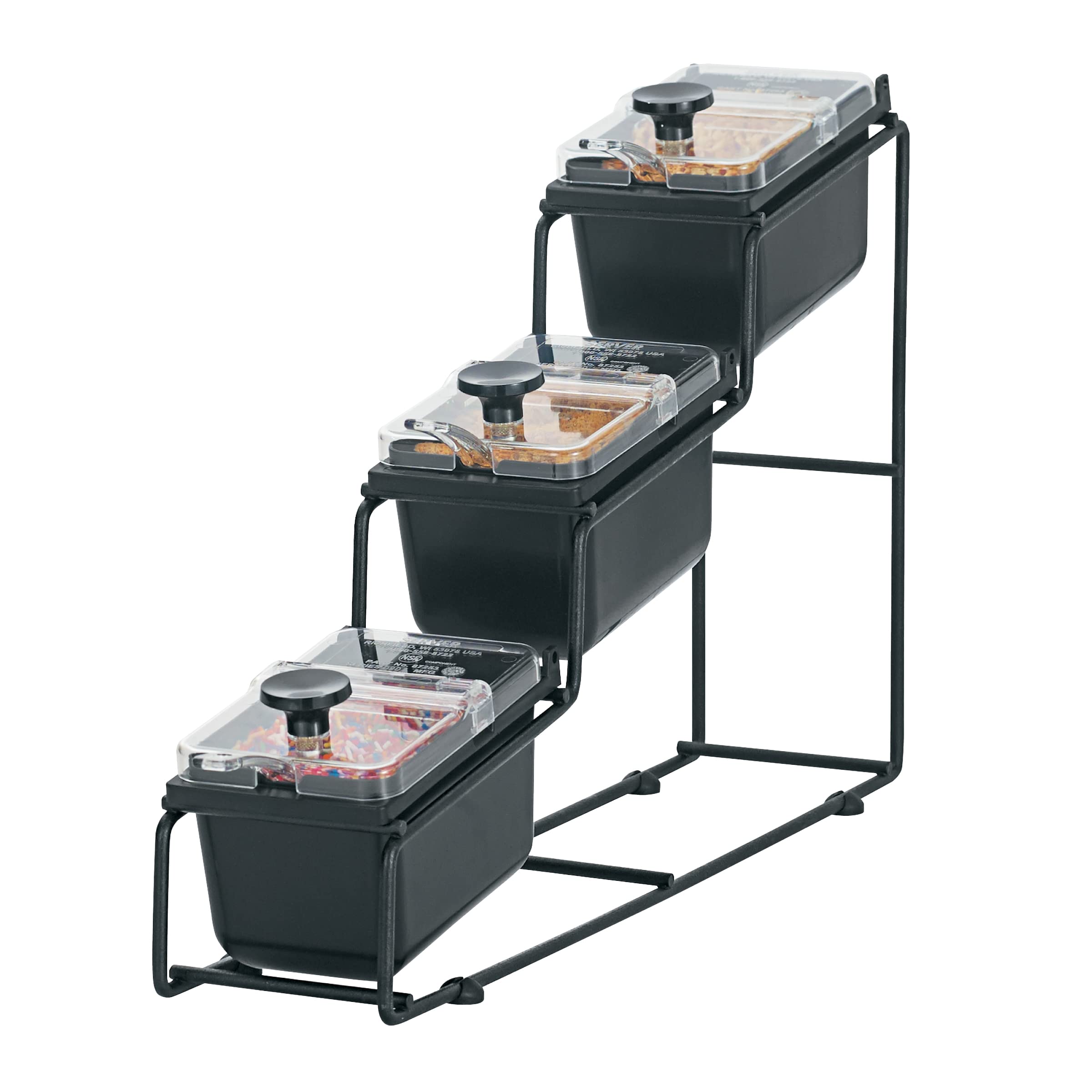 Server Products WireWise 3-Tier Countertop Organizer Combo, Includes Jars Lids and Spoons, Black, 88711