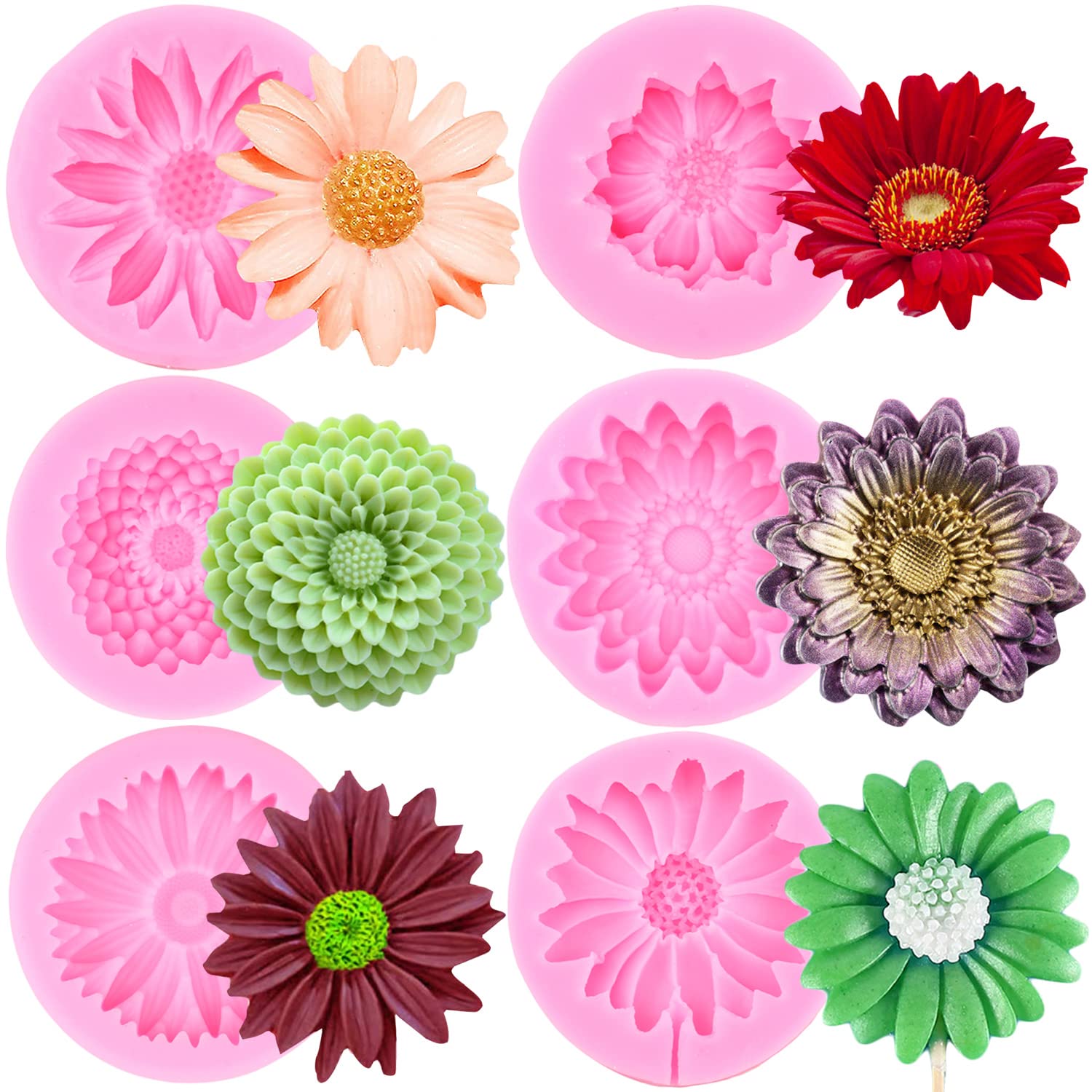 Miyahouse Chrysanthemum Flower Silicone Mold Daisy Flower Fondant Molds Flower Chocolate Candy Mold For Cake Decoration Cupcake