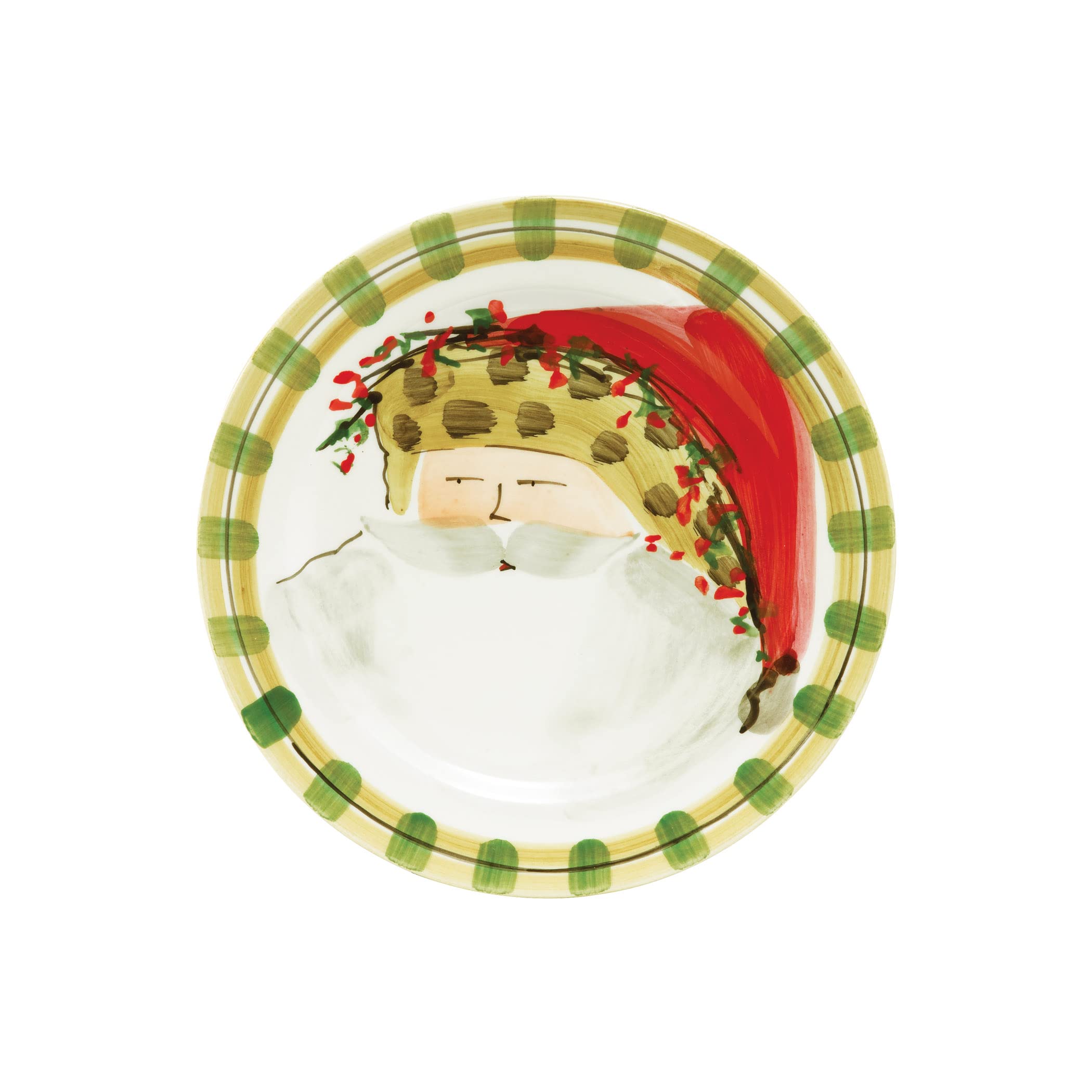 Vietri Old St. Nick Assorted Round Salad Plates, Set Of 4, 8.5'' Earthenware Dessert Appetizer Dish