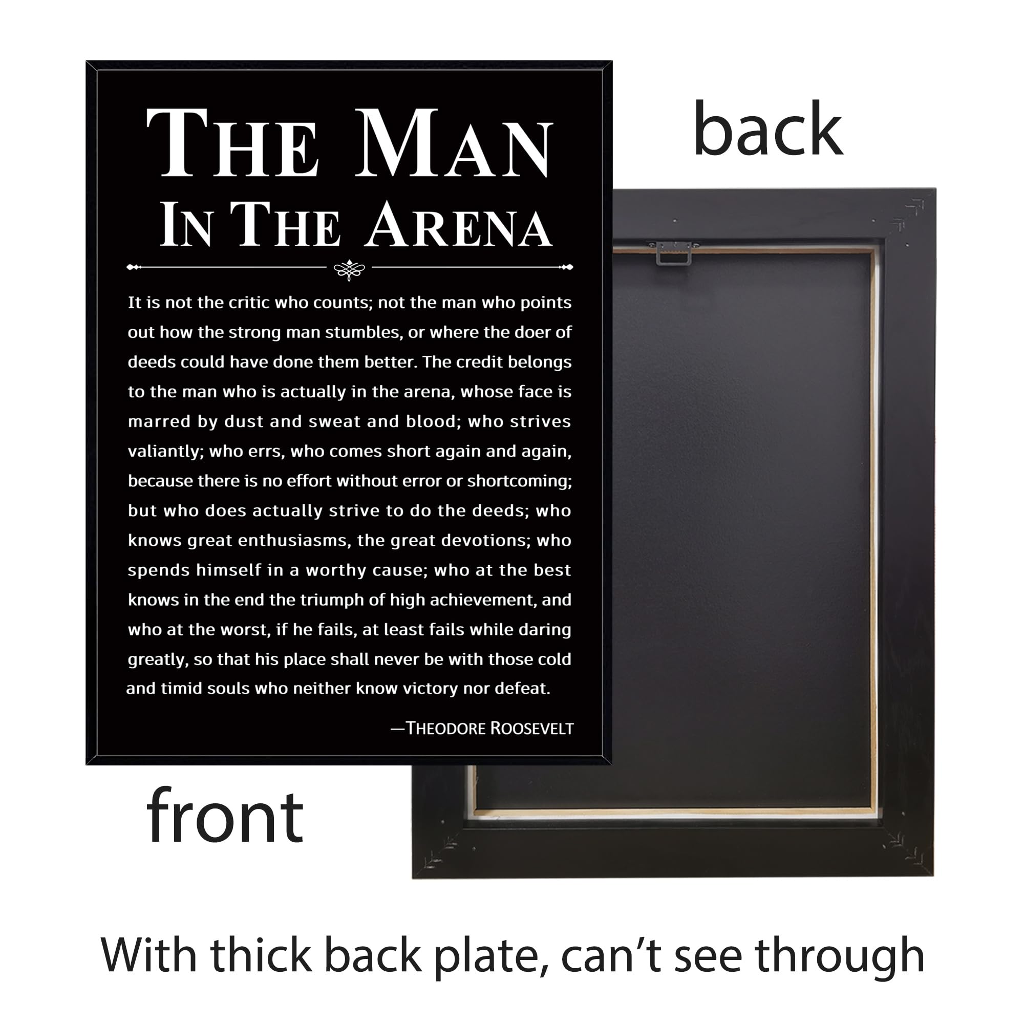 Howwii Office Wall Art Inspirational Decor The Man in the Arena Framed 12x16 Motivational Positive Quote Print Canvas Wall Decor