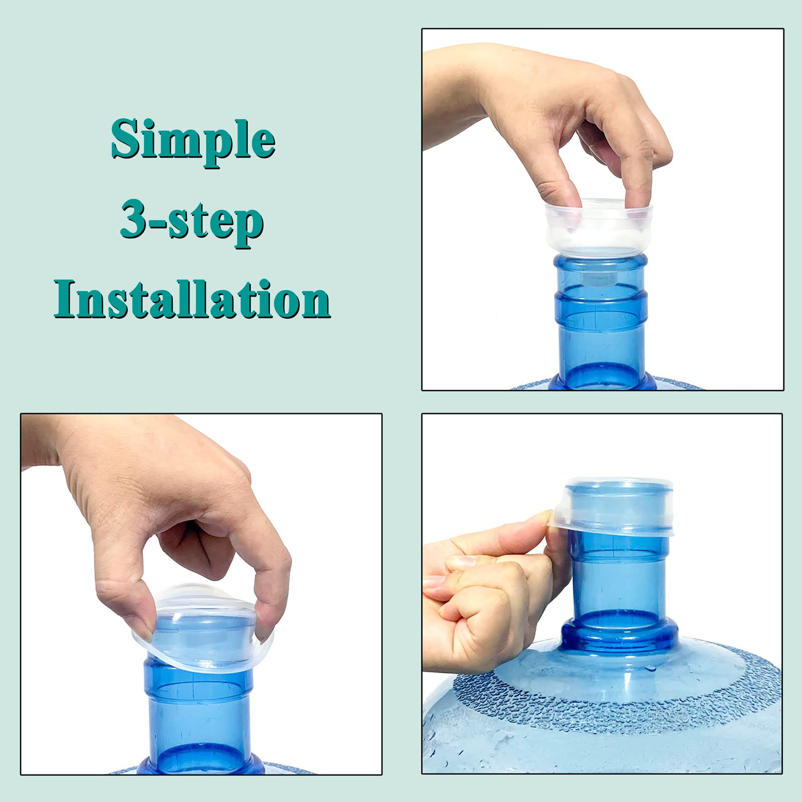 3 & 5 Gallon Water Jug Cap Reusable Silicone Replacement Cap Lids, Non Spill 55Mm Water Bottle Caps For Snap Top Bottle And Wate