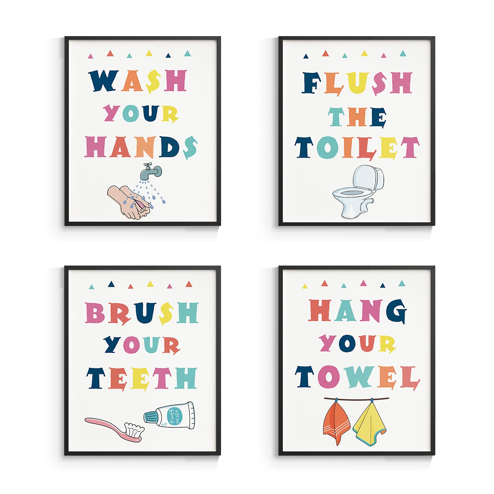 Insimsea Funny Bathroom Signs Prints, Bathroom Quotes And Sayings Art Prints, Kids Bathroom Wall Decor, Set Of 4, 8X10 Inch, Unf