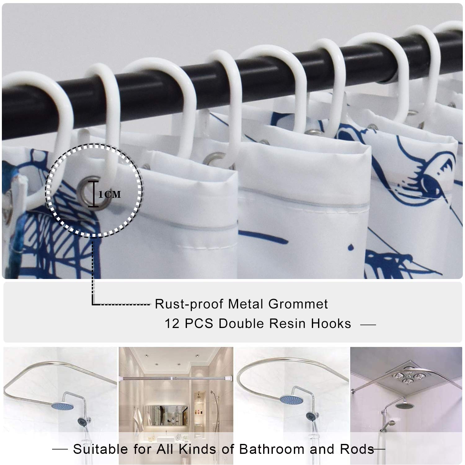 DESIHOM Blue Nautical Octopus Shower Curtain Set  Funny Ocean Kraken Shower Curtains for Bathroom  Beach Coastal Pirate Map Decor Polyester Fabric-72 '' x 72 ''