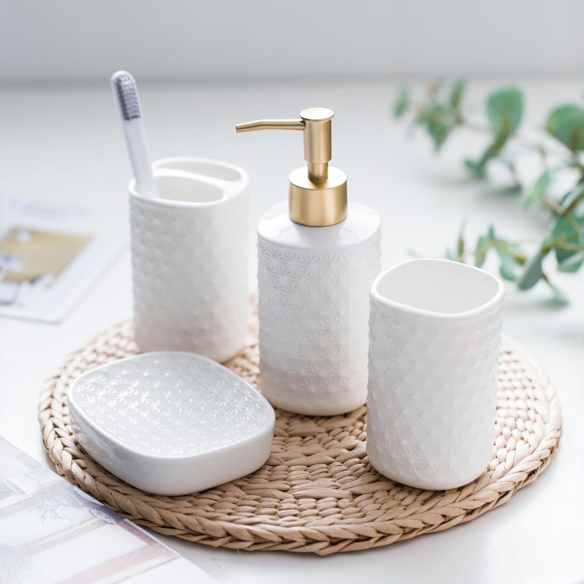 The Better Home Bathroom Accessories Set Of 4 Pcs | Soap Dispenser For Bathroom | Toothbrush Holder | Soap Case For Bathroom | S