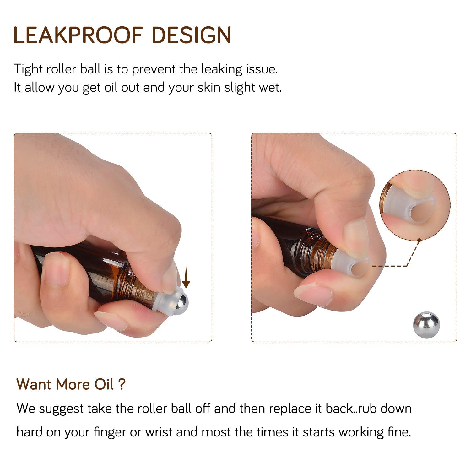 Prettycare Roller Bottles For Oils 10Ml (Amber Glass, 24 Pack, 4 Extra Stainless Steel Balls, 48 Labels, Openers, 2 Funnels, 2 D