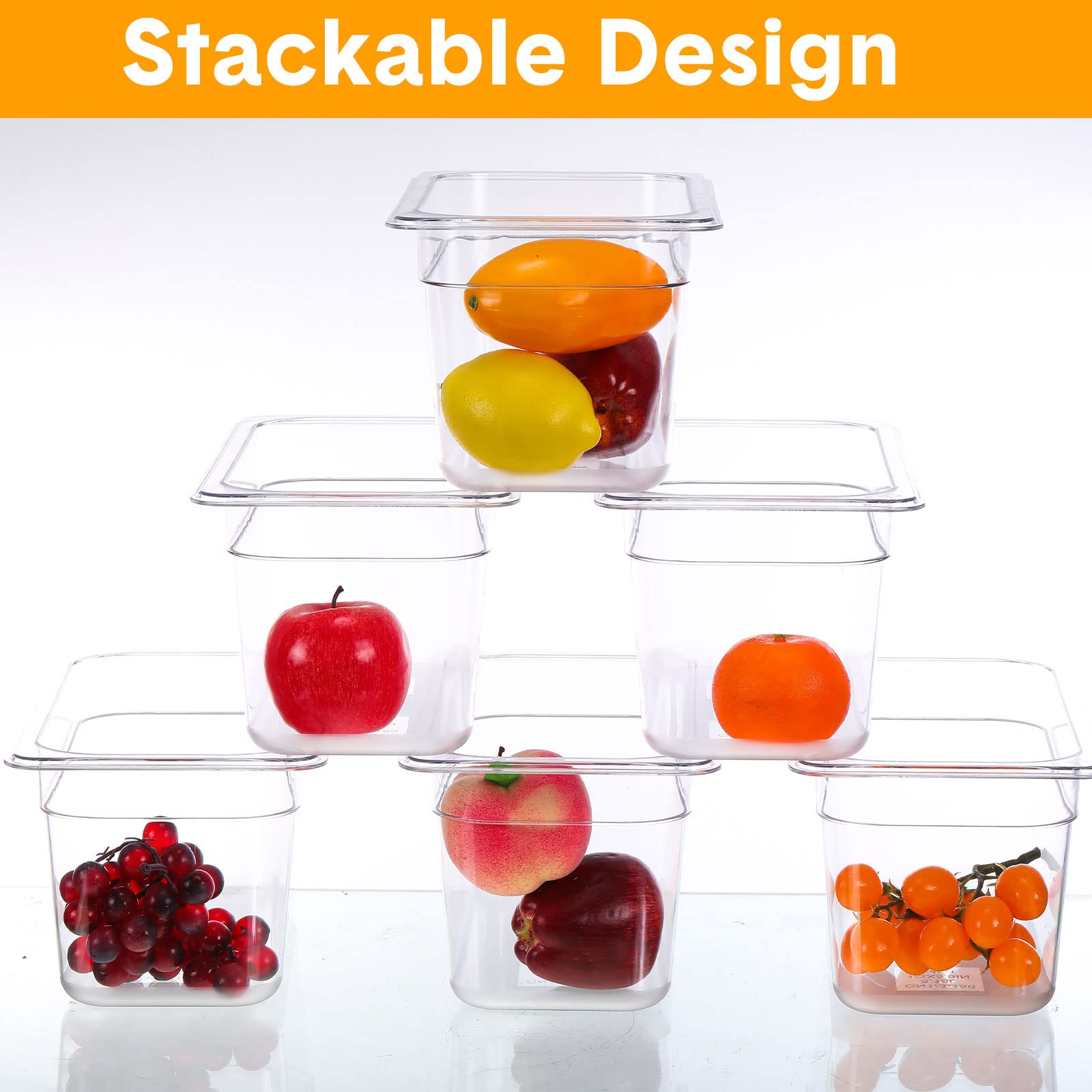 Yinder 12 Pack Plastic Food Pan 1/3 Size Commercial Food Storage Containers Pans Clear Stackable Restaurant Hotel Pans For Kitch
