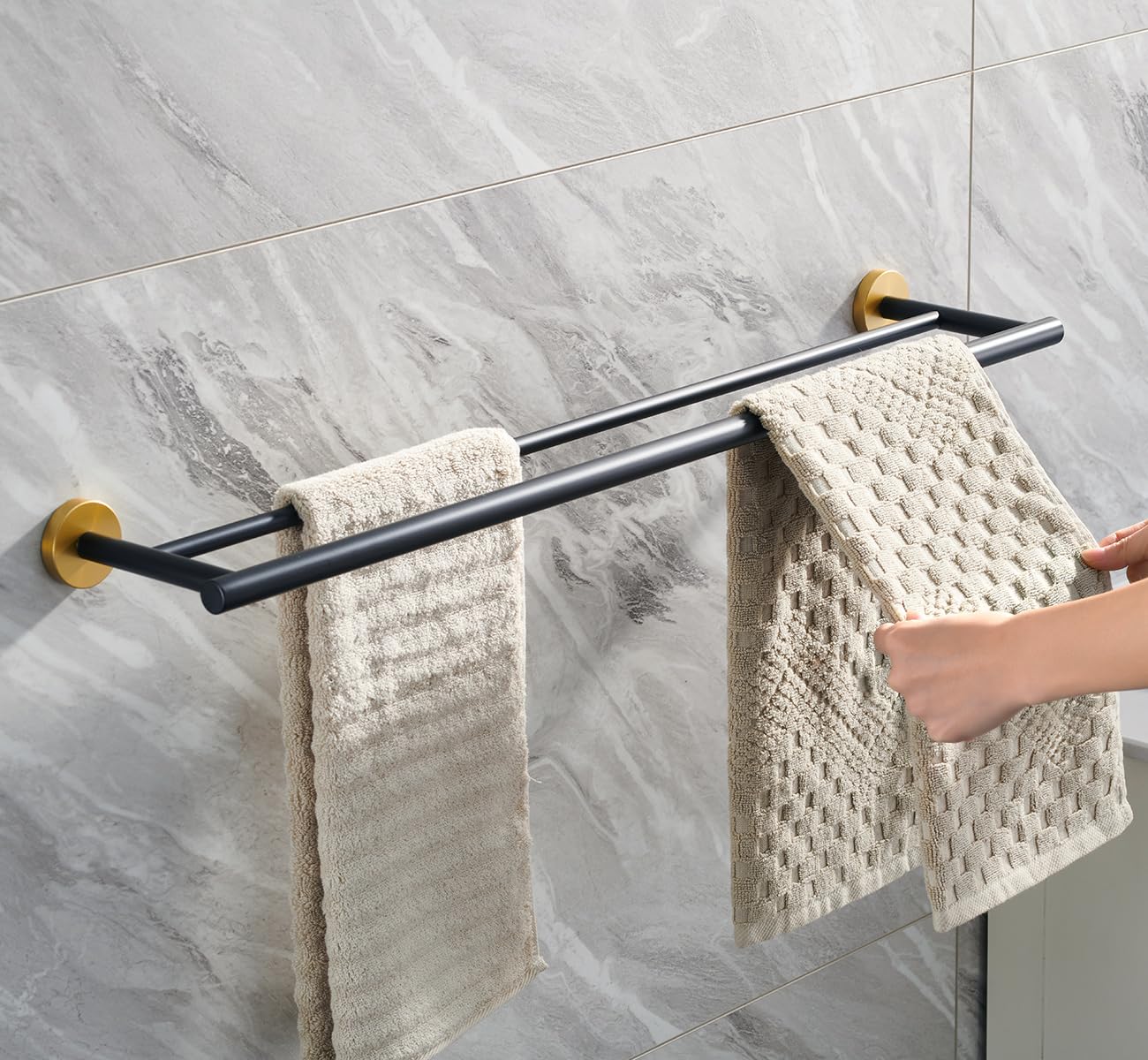 Miyili 30-Inch Bathroom Double Towel Bar Brushed Stainless Steel Bath Towel Rack Holder Wall Mount, A01N75B