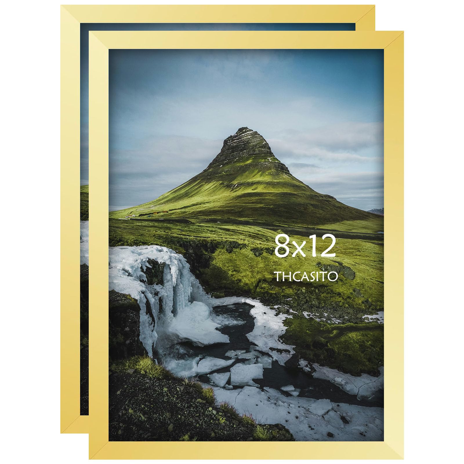 THCASITO Picture Frames 8x12 Gold Photo Frames without Mat for Wall and Tabletop Decor, Set of 2