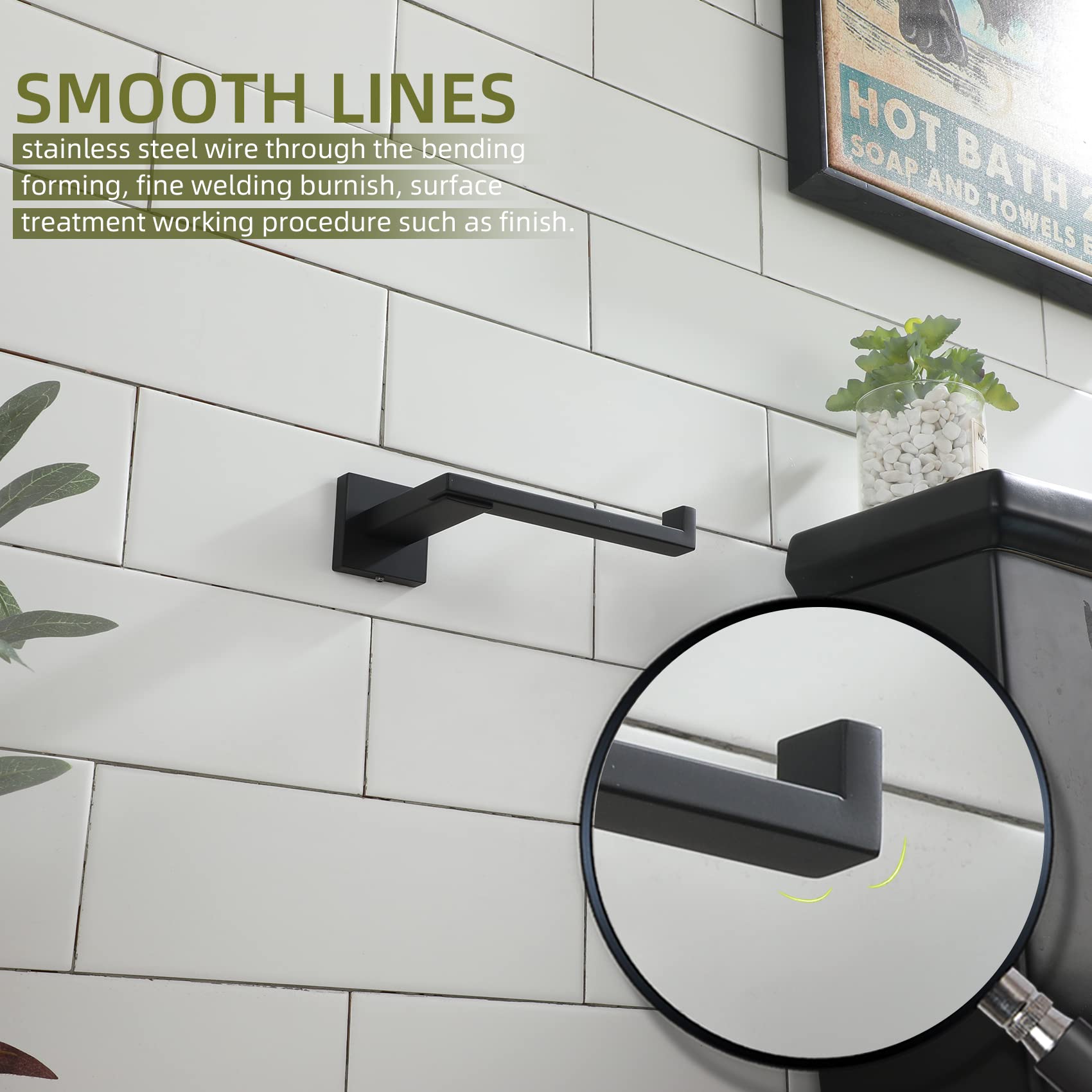 Kokosiri Black Toilet Paper Holder For Bathroom Tissue Paper Dispenser Stainless Steel Toilet Roll Holder Hold Mega Rolls Wall M