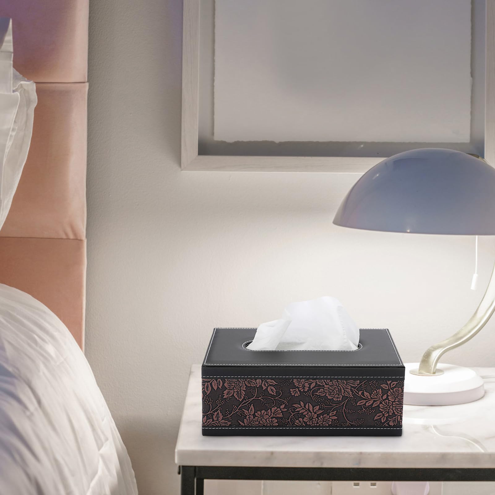 Sumnacon Rectangular Leather Tissue Box Cover - Stylish Tissue Box Holder with Magnetic Bottom  Decorative PU Tissue Box for Vanity Dresser Night Stand Table Countertop Home Office Car