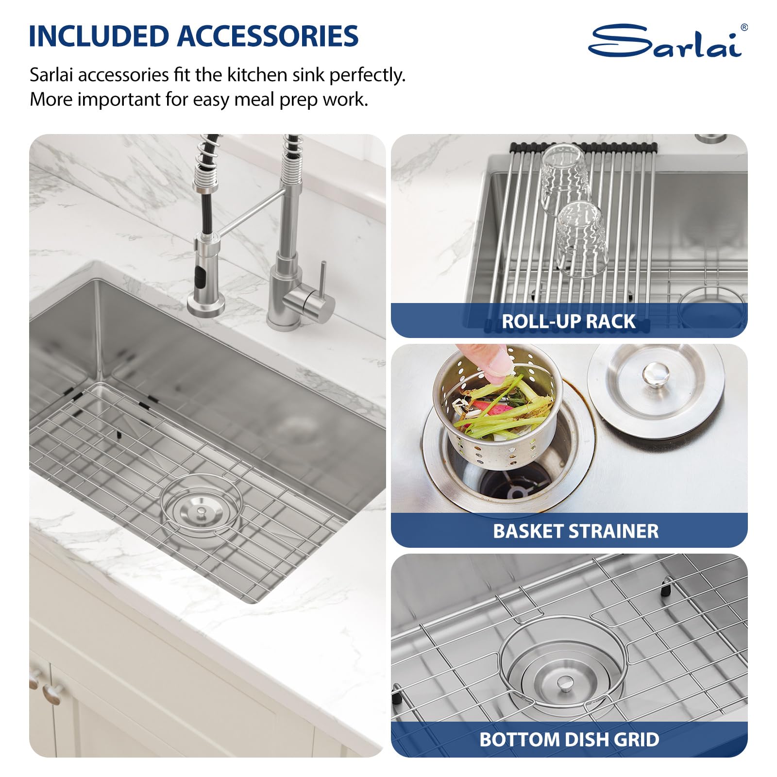 27 Kitchen Sink Stainless Steel - Sarlai 27'' x 18'' Kitchen Sink Undermount Single Bowl 16 Gauge Stainless Steel Under Counter Kitchen Sink Bar Prep Sink