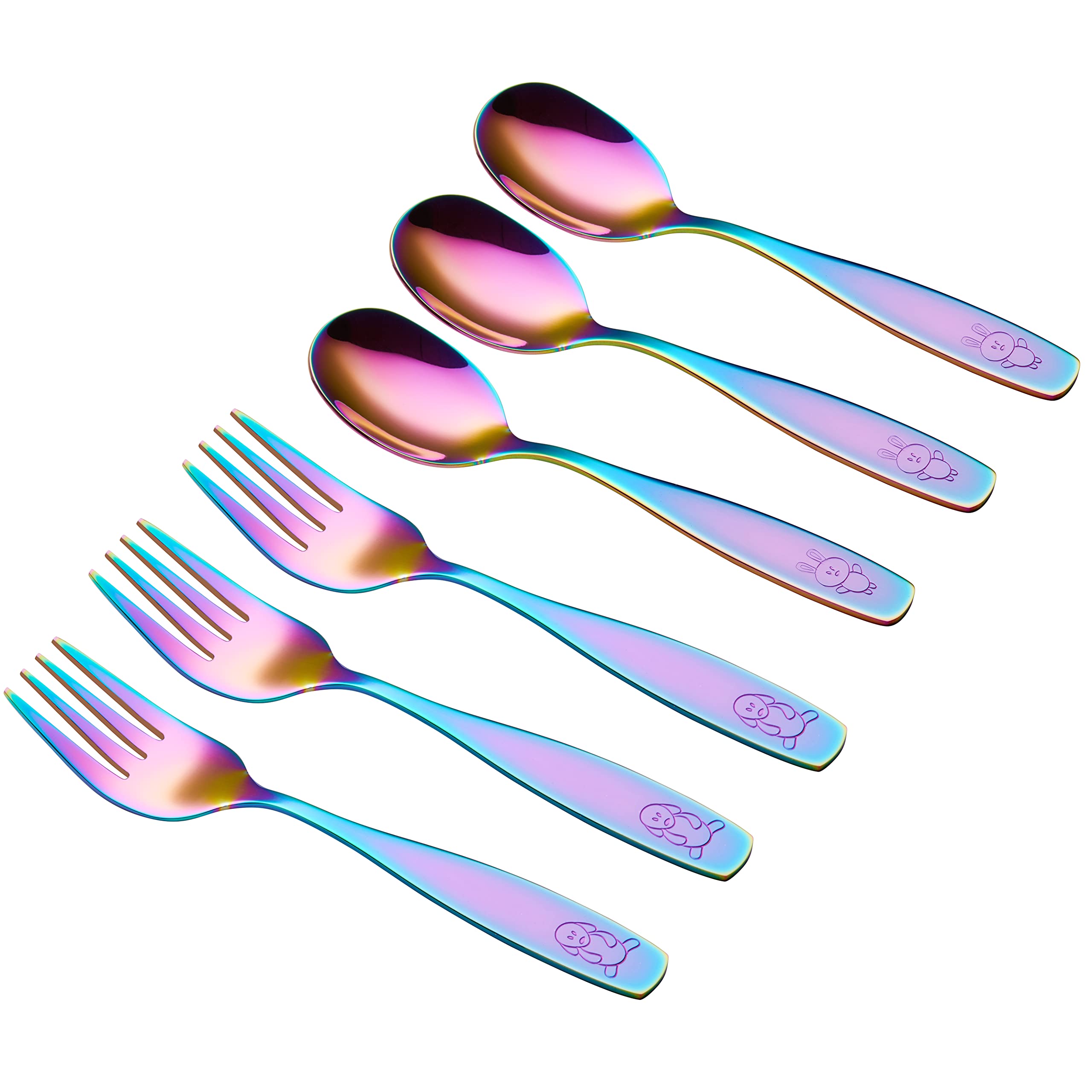ANNOVA Kids Silverware Children's Safe Flatware Set Stainless Steel - Children Forks And Dinner Spoons, Toddler Utensils, Metal