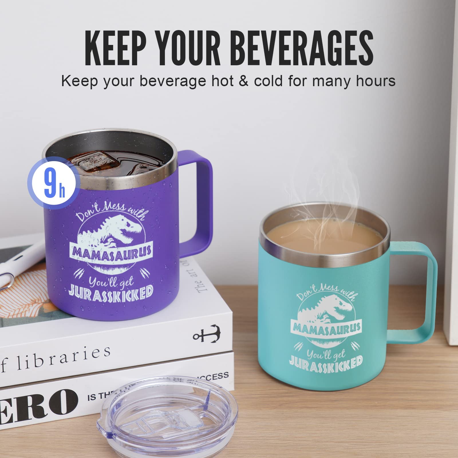 Nowwish Gifts For Mom From Daughter Son, Mamasaurus Coffee Mug, Birthday Gifts For Mom Women, Mother-In-Law, New Mom, 14Oz Green