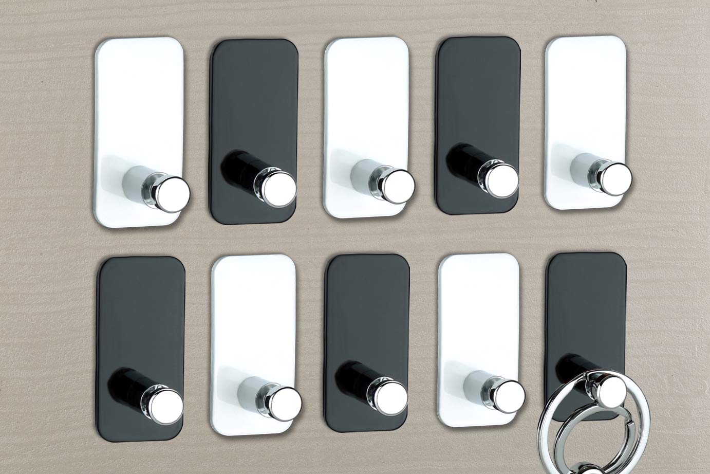 Psm 103 Heavy Duty self Adhesive Acrylic Key Holder Black and White (H 55 X W 28 X D 23 MM) Pack of (10)