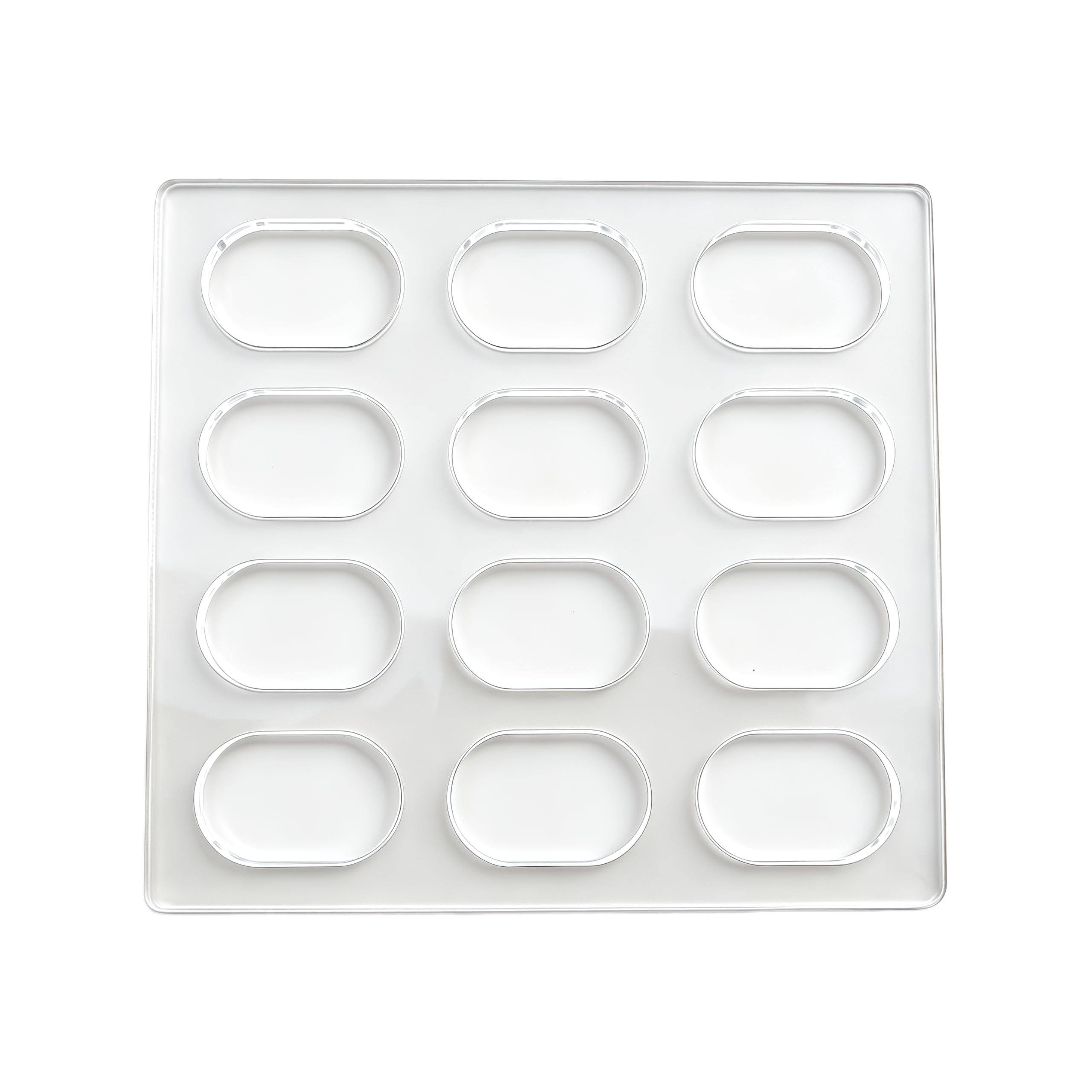 Chaisum 12 Cavities Oval Clear Acrylic Dacquoise Macaron Pastry Mold