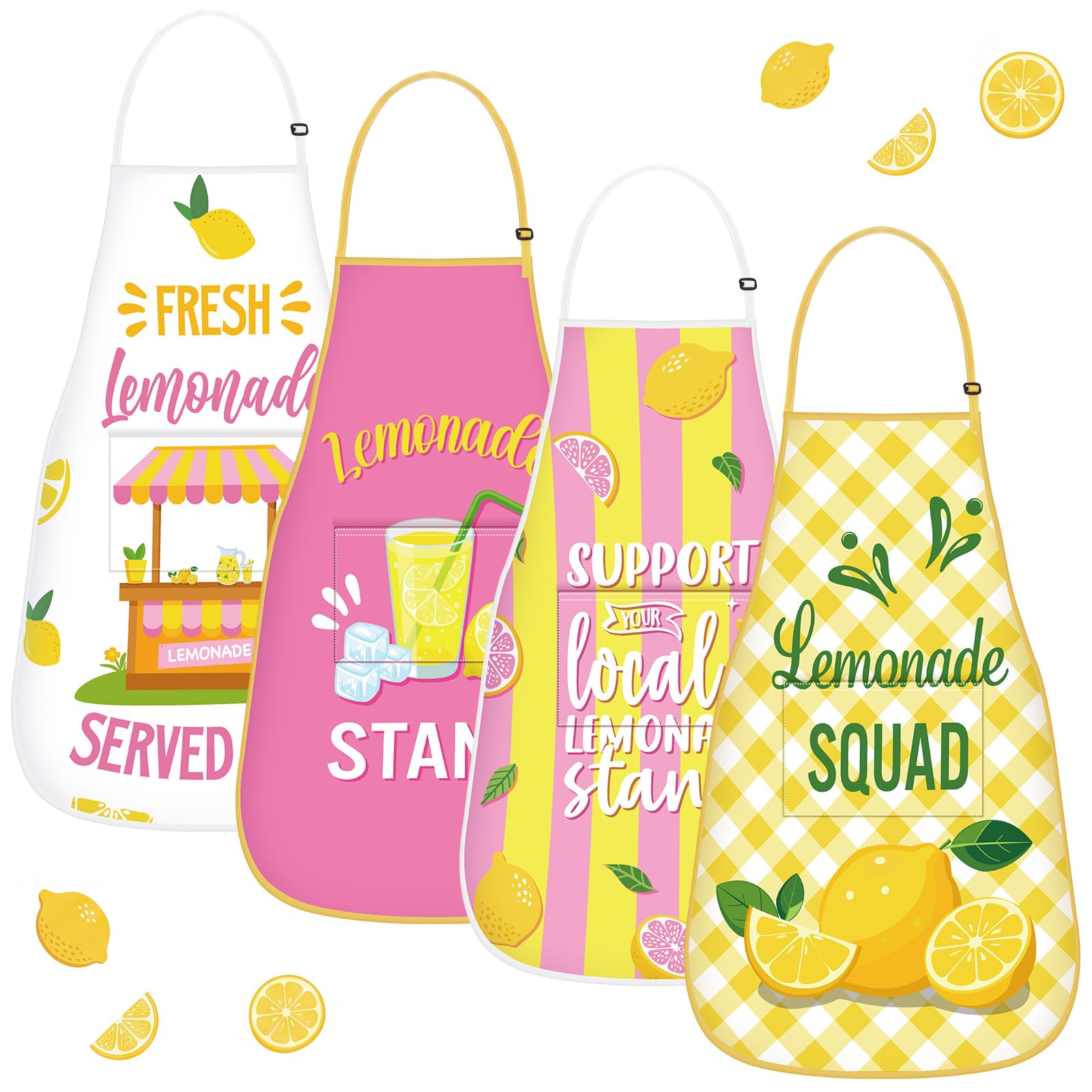 Shyyween 4 Pcs Lemonade Stand Apron Lemon Washable Apron Collection Kitchen Lemonade Stand Decoration Accessories For Painting C