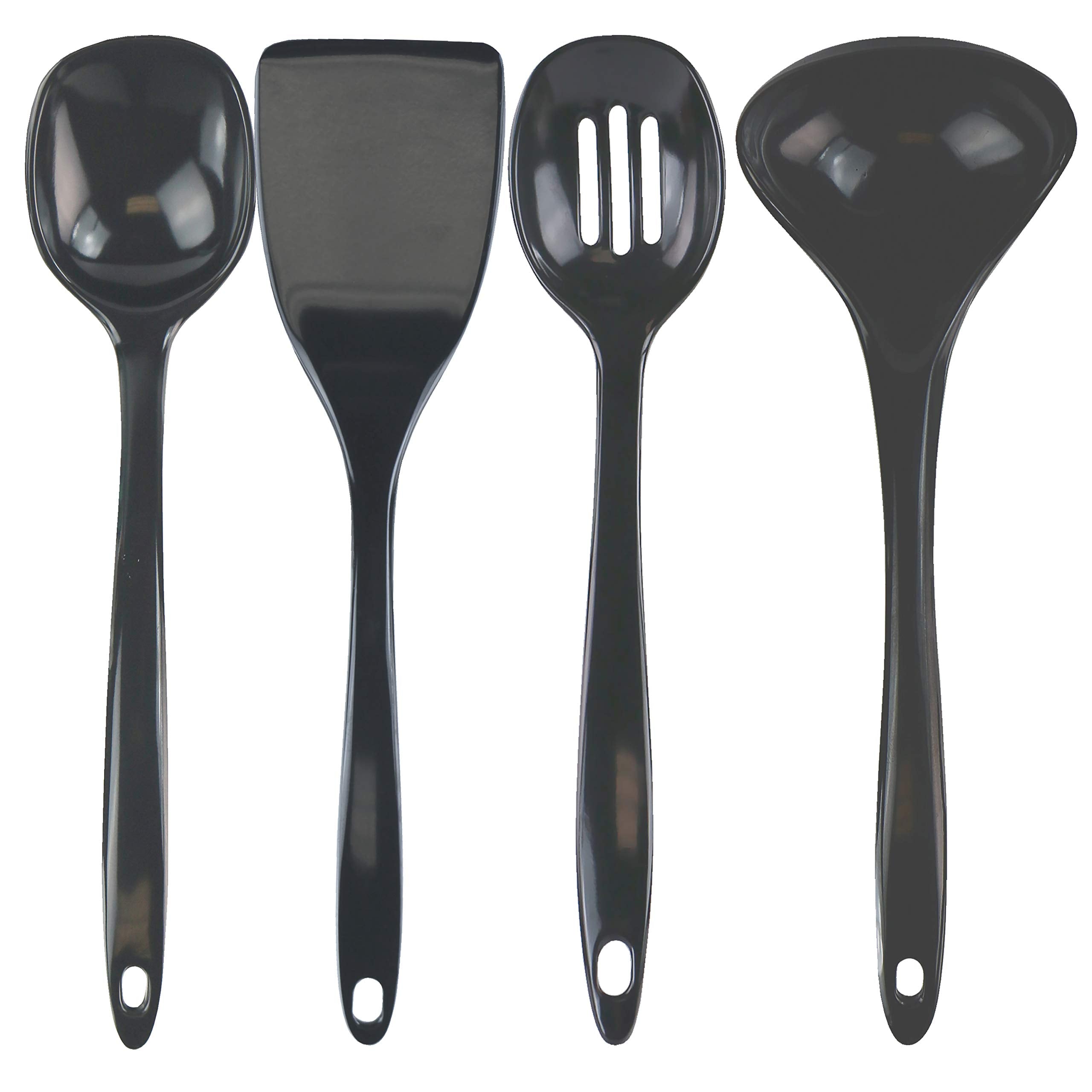 Reston Lloyd 100% Melamine Kitchen Utensil Set, Non Scratching Ladle, Spoon, Slotted Spoon & Spatula, Easy To Hold, Set of 4, Ch