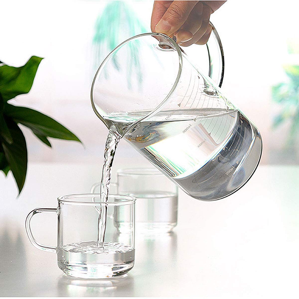 Daycount Glass Beaker With Handle And Lid, Glass Measuring Cup With Hand Grip, Glass Measure Cup For Easy Visibility, Baking, Co