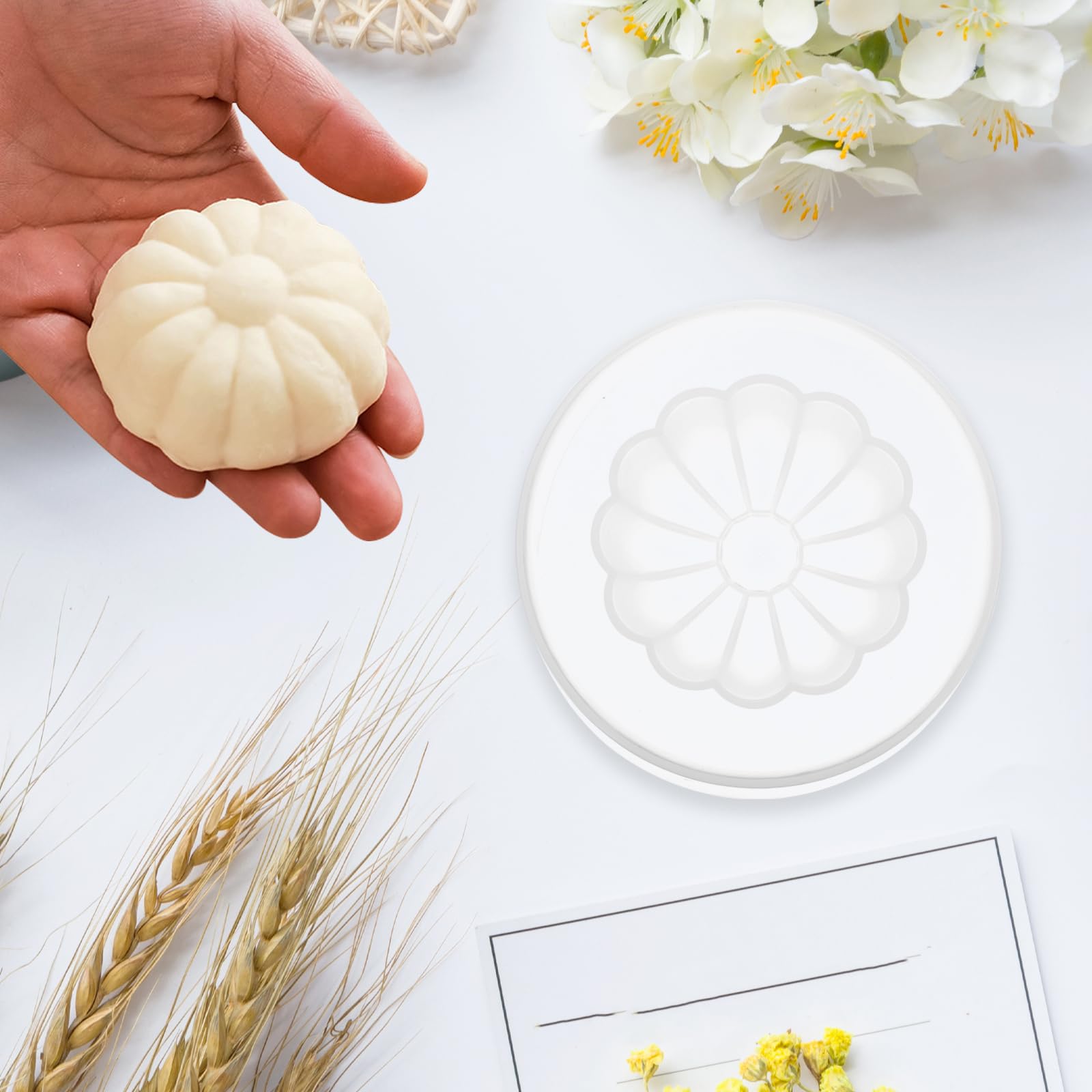 Tehaux 2Pcs Bun Maker, Steamed Stuffed Bun Making Mold Plastic Chinese Bao Bun Maker Pastry Pie Steam Bun Dumpling Maker Mould M