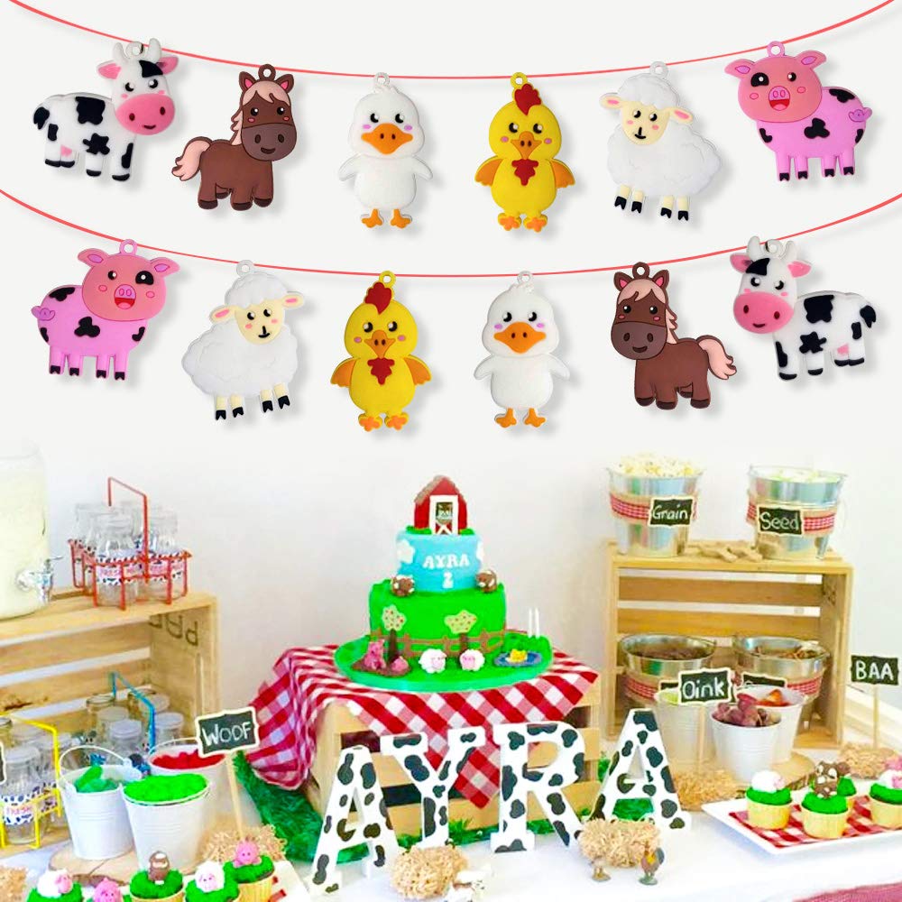 Imagitek 24 Pack Farm Animal Keychains For Barnyard Party Favors Supplies, Party Bag Fillers, School Carnival Rewards, Farm Anim