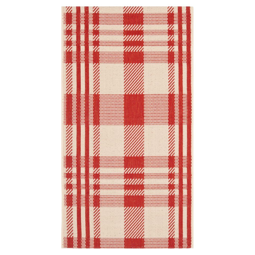SAFAVIEH Courtyard Collection 67 x 96 Red/Bone CY6201 Plaid Indoor/ Outdoor Patio Backyard Mudroom Area Rug