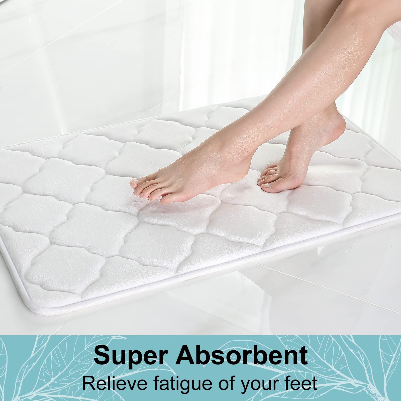 OLANLY Memory Foam Toilet Rugs U-Shaped 24x20  Ultra Soft and Absorbent Bathroom Rugs  Non-Slip Thick Toilet Bath Mat  Machine Wash Dry  Contour Bath Rugs for Toilet Base  White